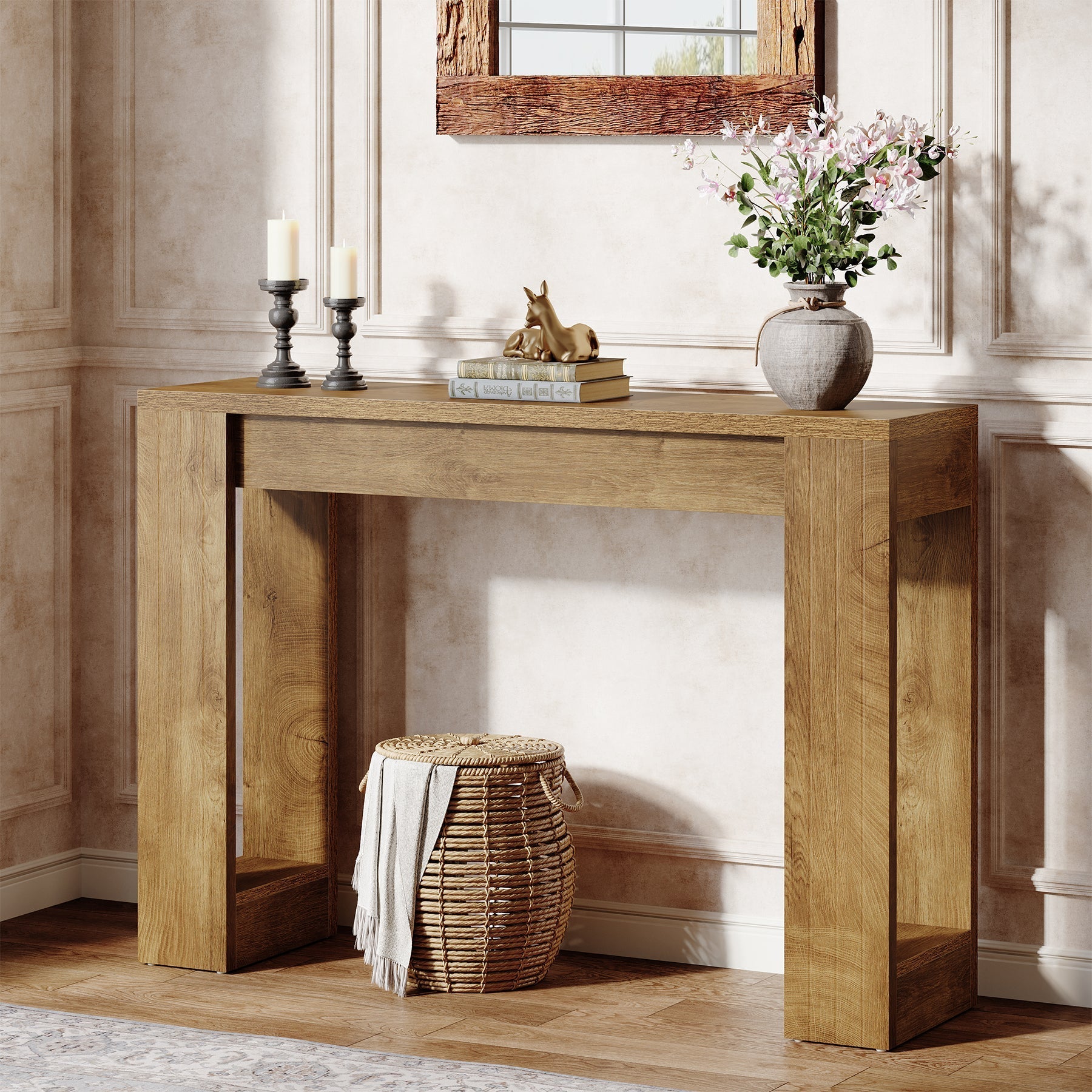 Tribesigns Smalle Sidetable van 105 cm, Rustieke Consiletafel voor Hal en Woonkamer