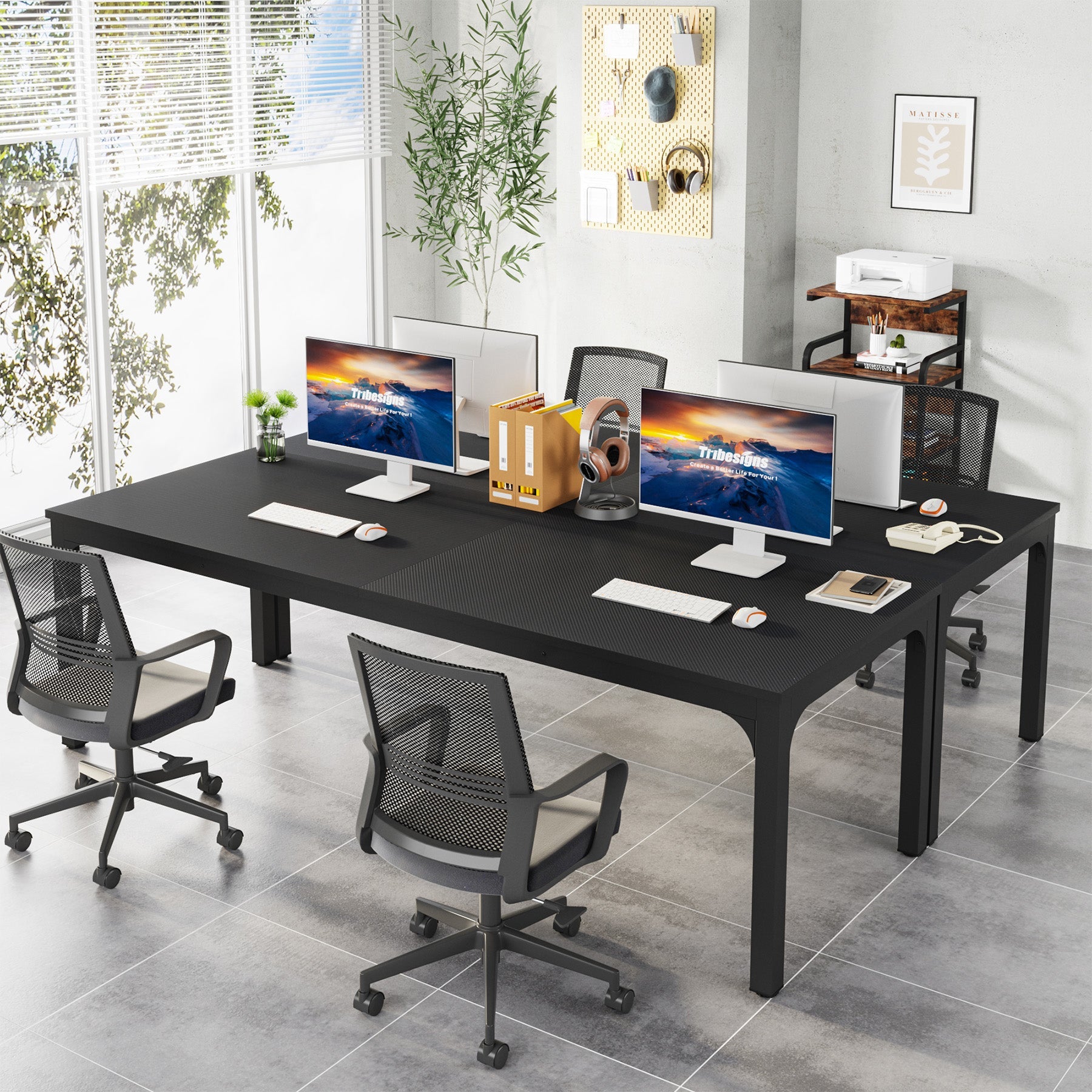 Tribesigns Bureau d'ordinateur, Bureau informatique Table longue pour deux