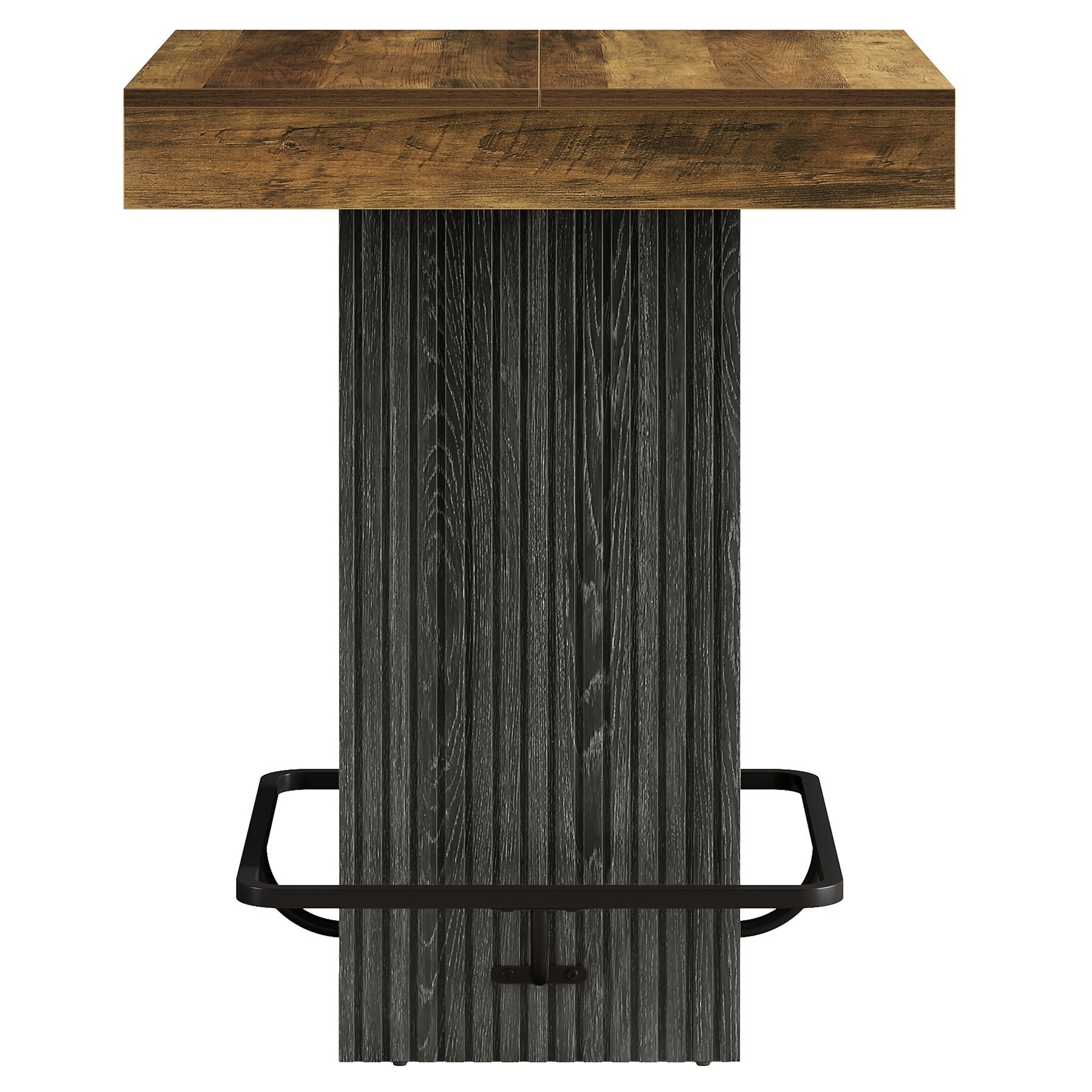 Table de bar carrée de 80 x 80 x 101 cm avec repose-pieds en métal, Table de pub de style industriel pour cuisine/salle à manger