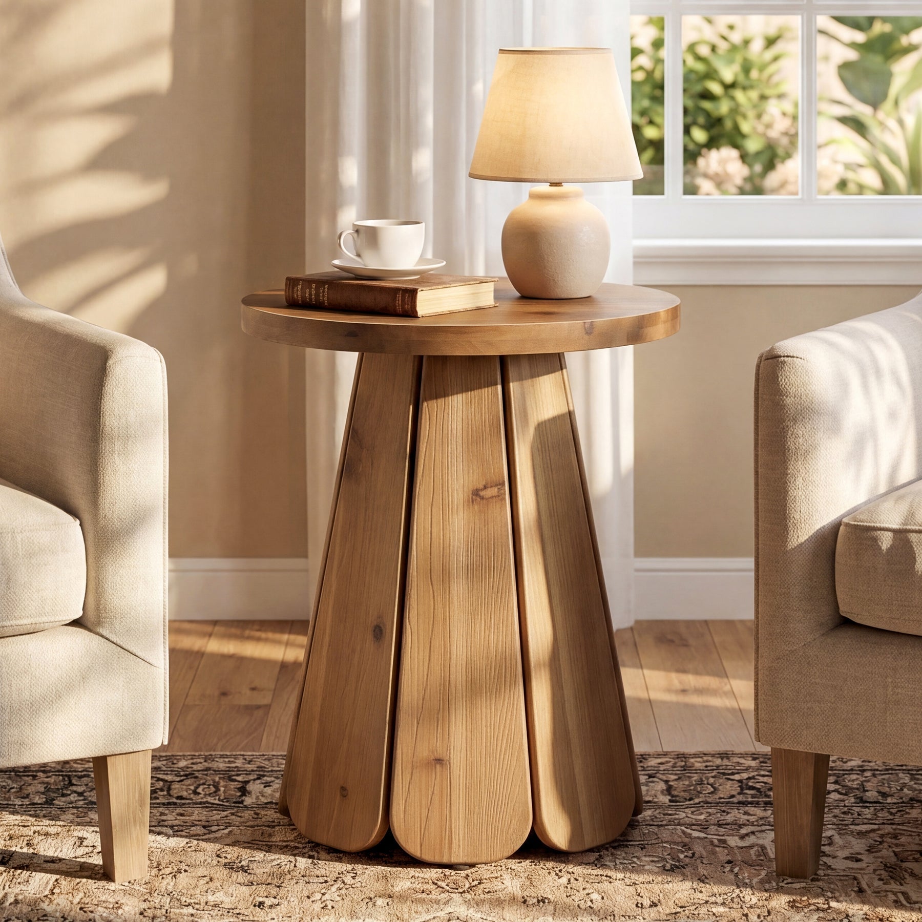 Tribesigns Table d’appoint ronde de 50 cm avec base évasée, petite table de chevet