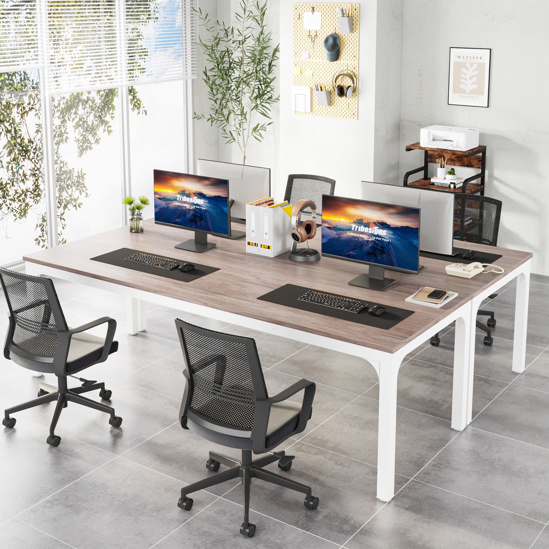 Tribesigns Bureau d'ordinateur, Bureau informatique Table longue pour deux