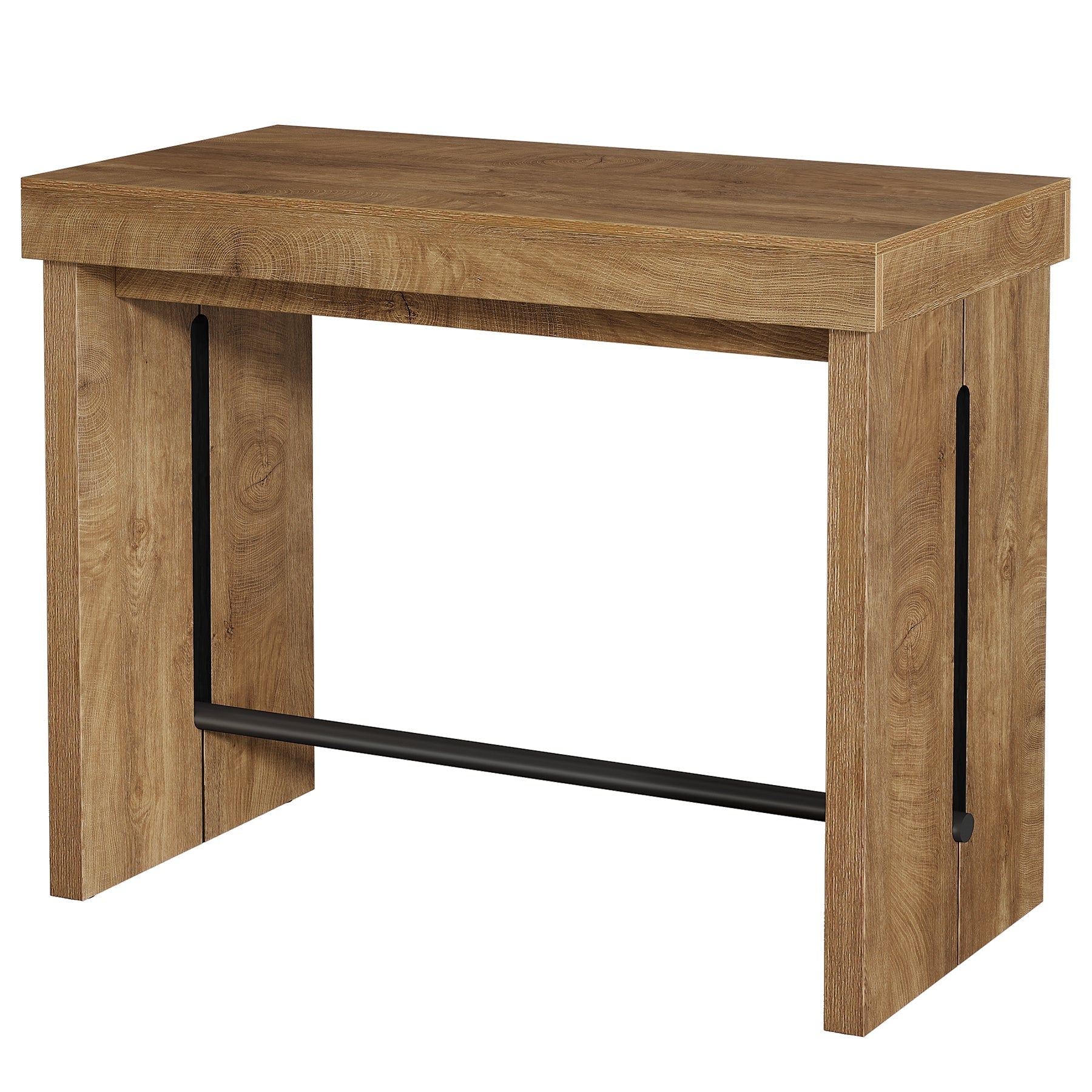 Table de bar 105 cm, Table haute avec repose-pieds, îlot de cuisine et table bistro de style champêtre