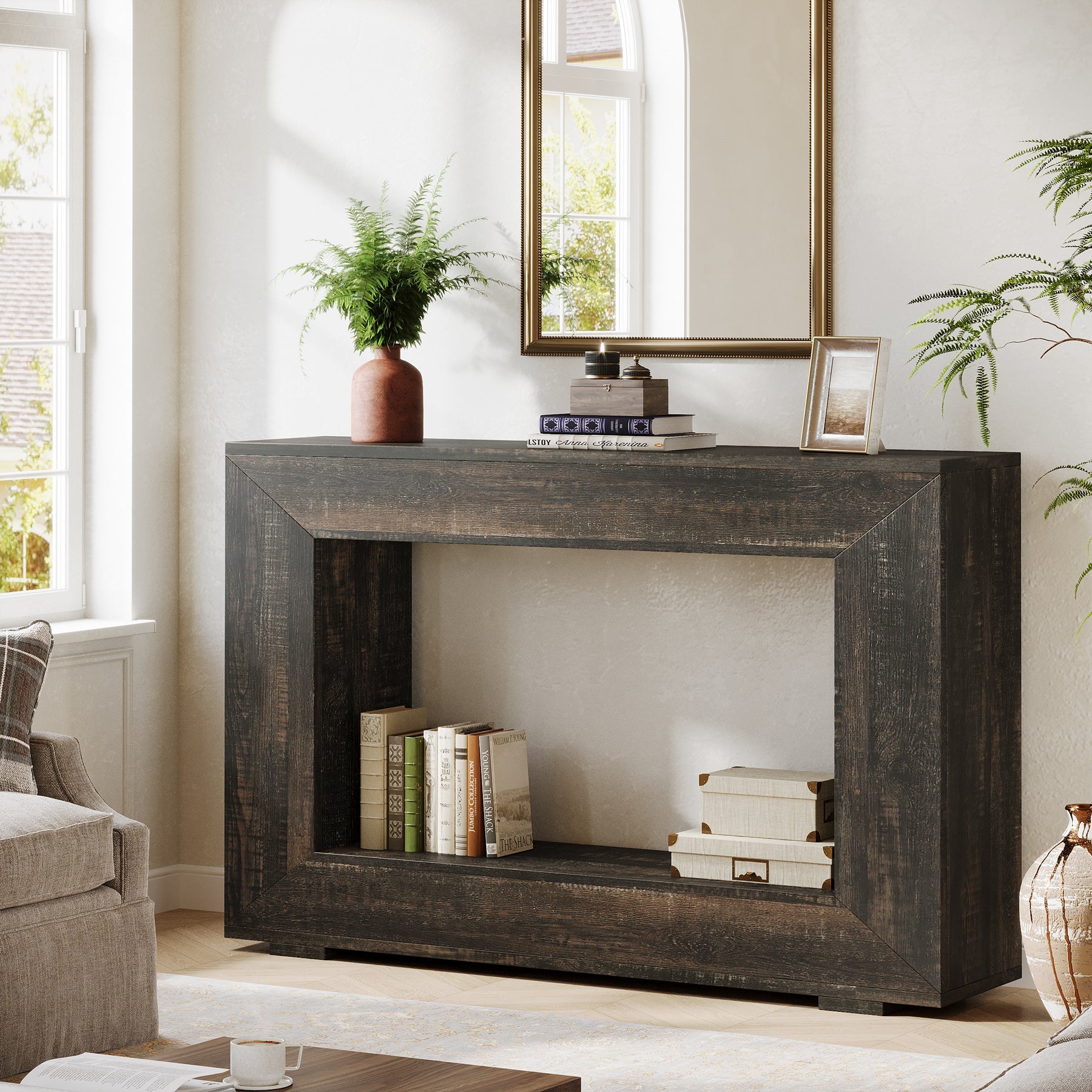 Tribesigns Console de style maison de campagne, Table basse en bois pour l'entrée