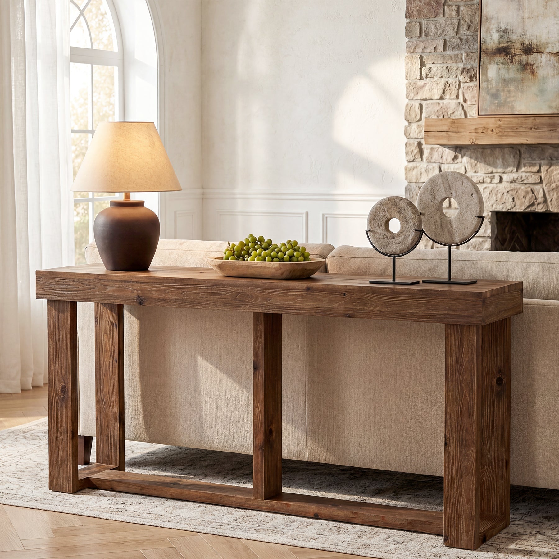 Tribesigns Console Étroite de 160 cm, Table de Salon Style Rustique pour Salon et Entrée