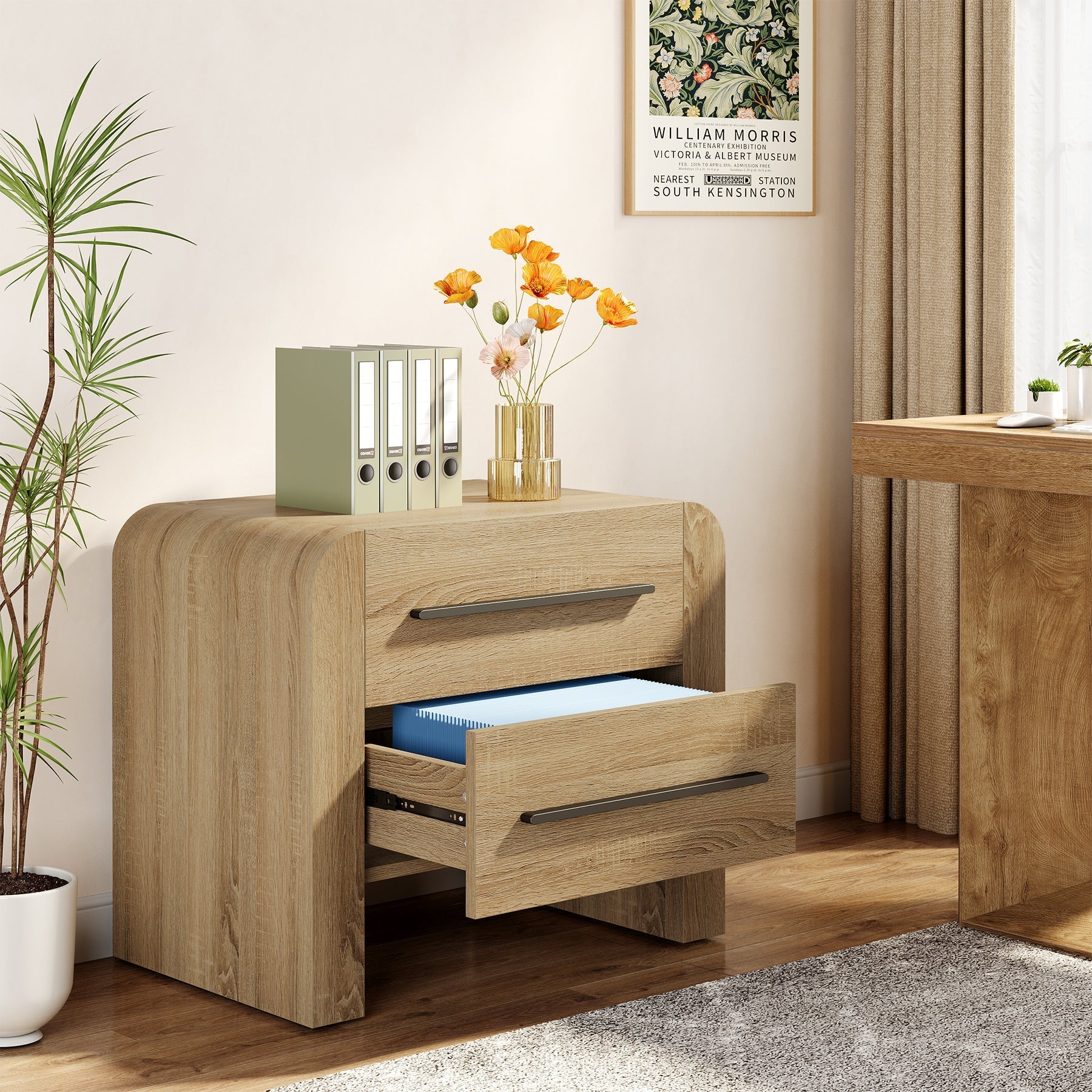 Tribesigns Table de chevet avec 2 tiroirs, 70 cm Table d'appoint moderne avec espace de rangement