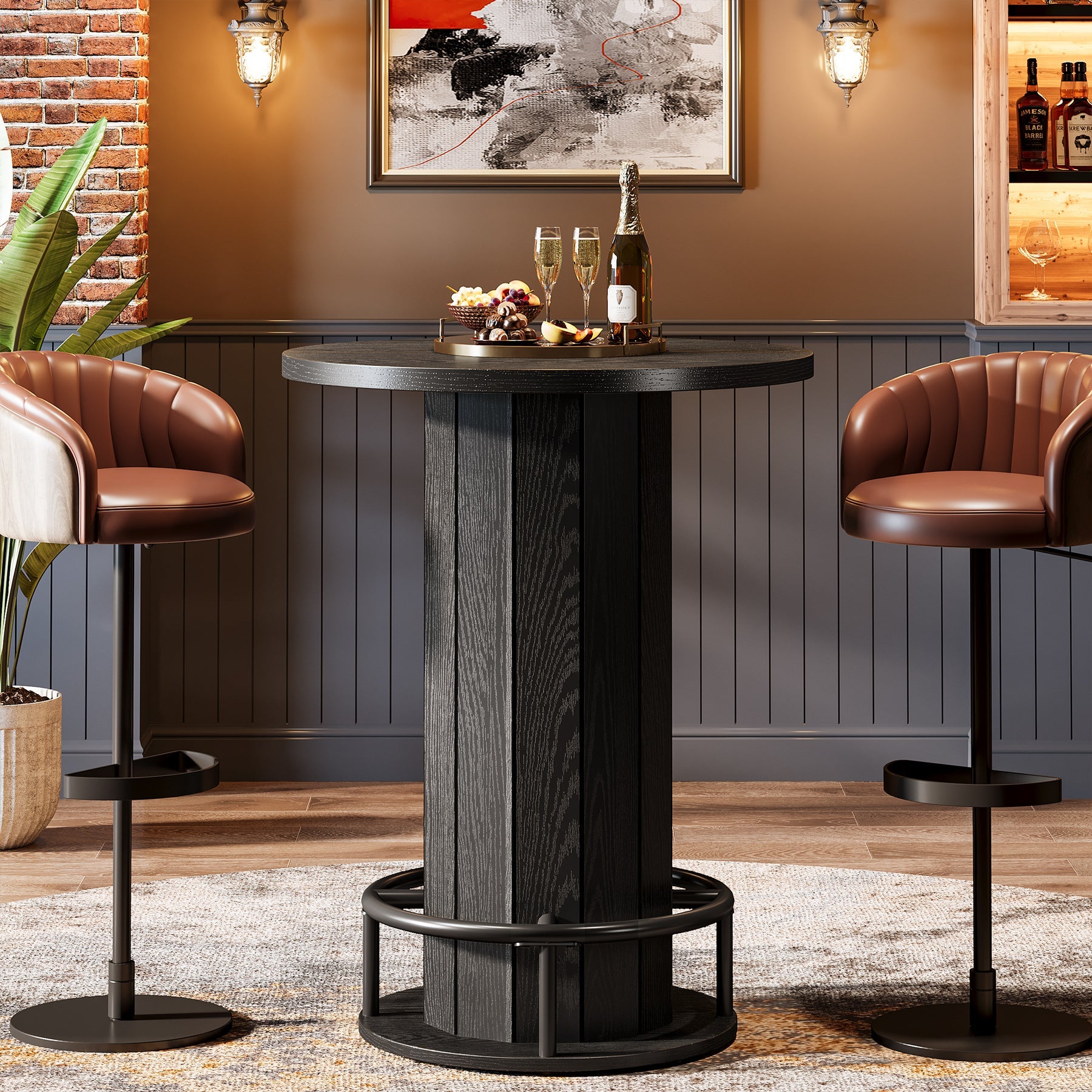 Tribesigns Table haute ronde de 100 cm de haut, Table de bistrot Plateau de table 80 x 80 cm