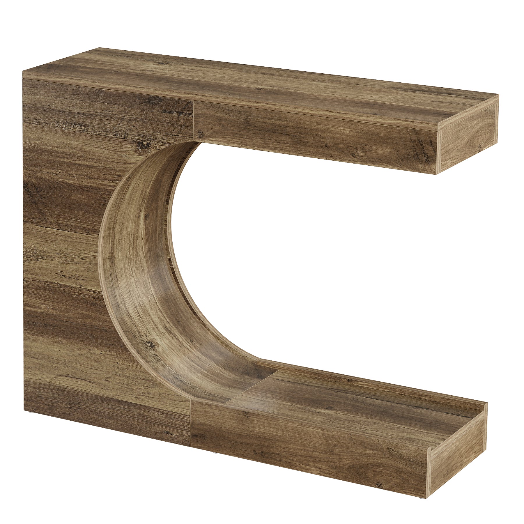 Tribesigns Console 100 cm en C à 2 Niveaux, Style Campagne Moderne