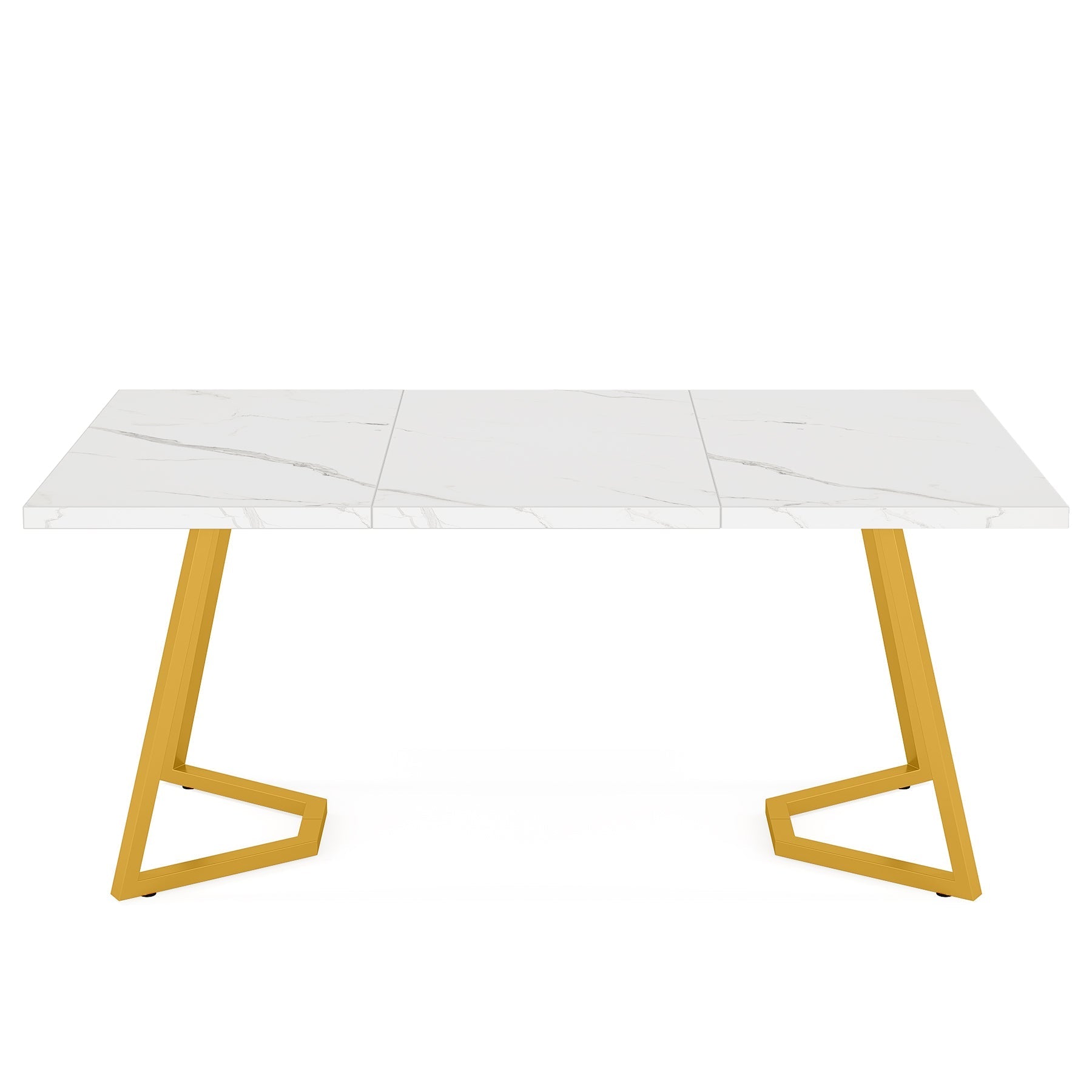 Tribesigns Table à manger moderne, Table de cuisine avec pieds en métal doré pour 6 personnes