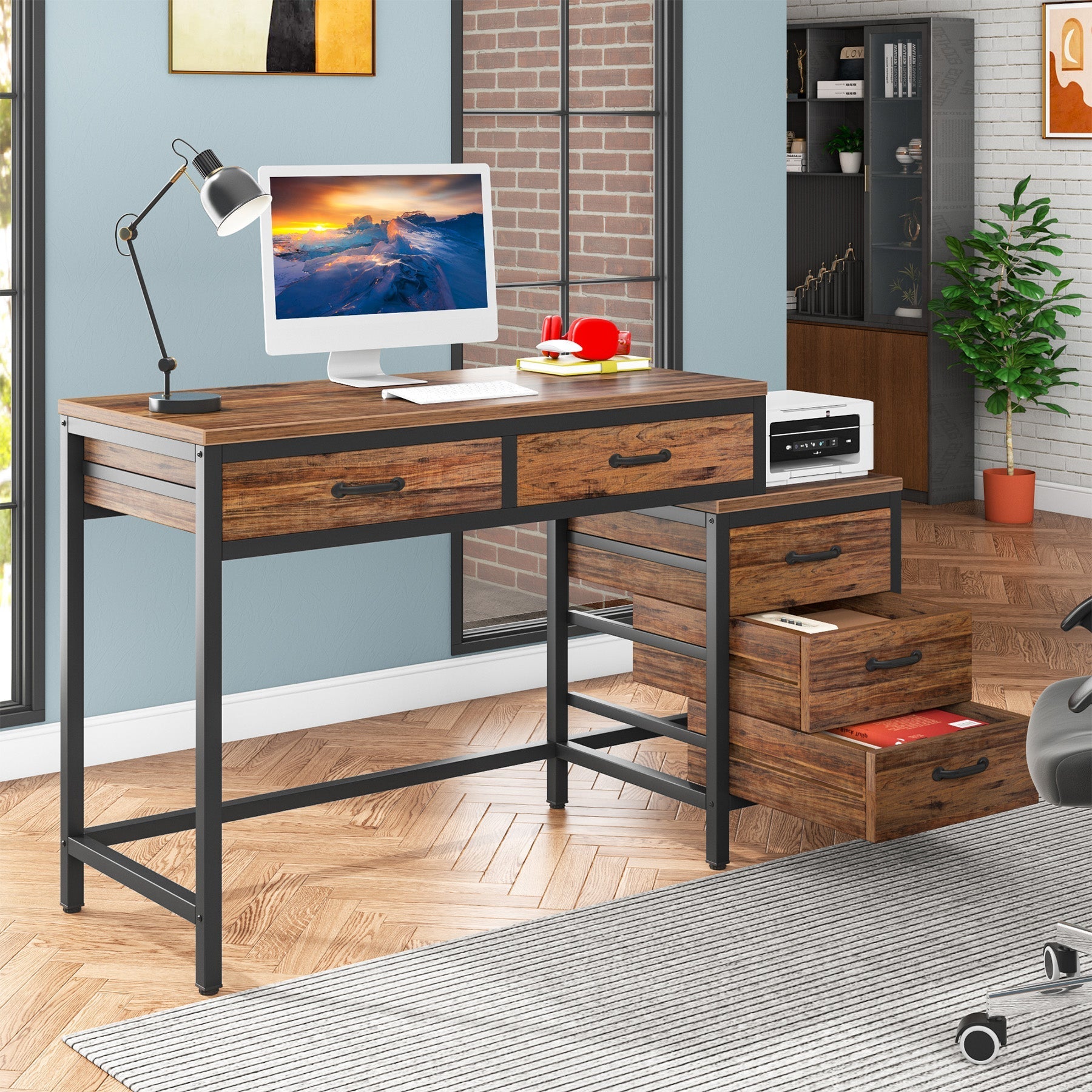 Tribesigns Bureau d'ordinateur, Bureau d'étude à domicile avec tiroir réversible
