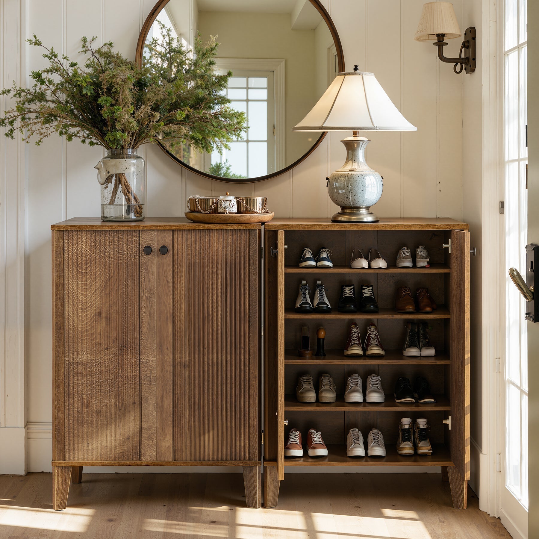 Tribesigns Meuble à chaussures 80 cm, Armoire à chaussures moderne à 5 niveaux avec portes et étagères réglables