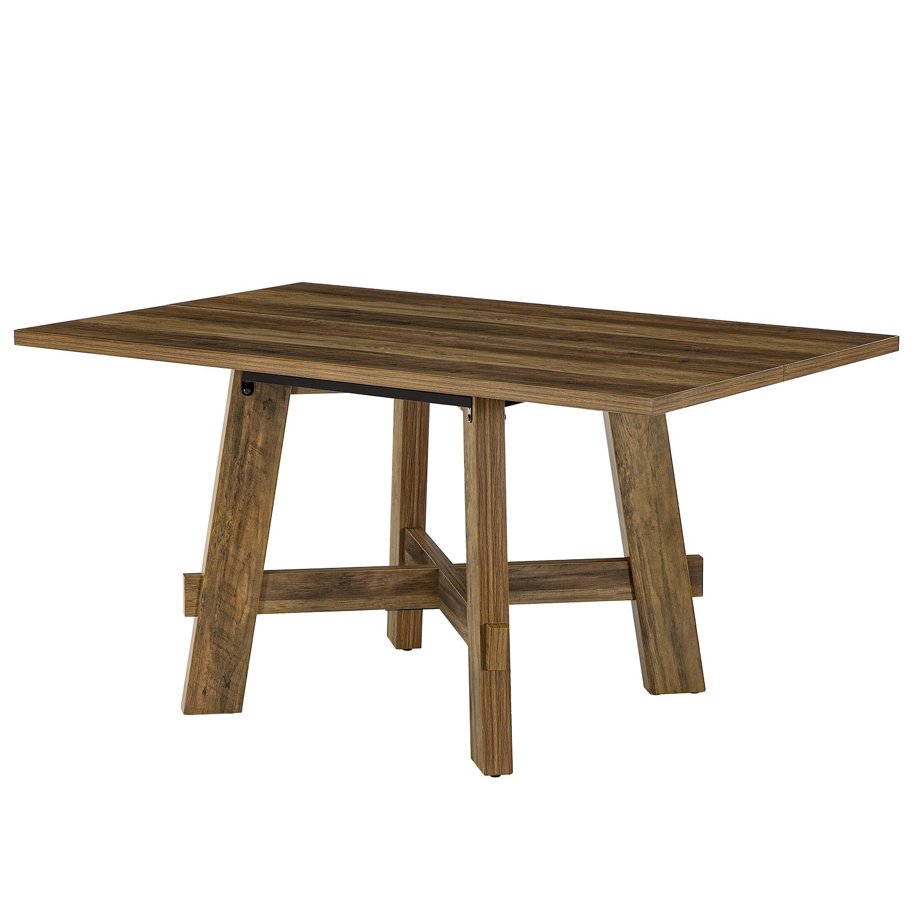 Tribesigns Table à Manger Rustique de 140 cm, Table de Cuisine pour 4 Personnes avec Traverse pour Salle à Manger