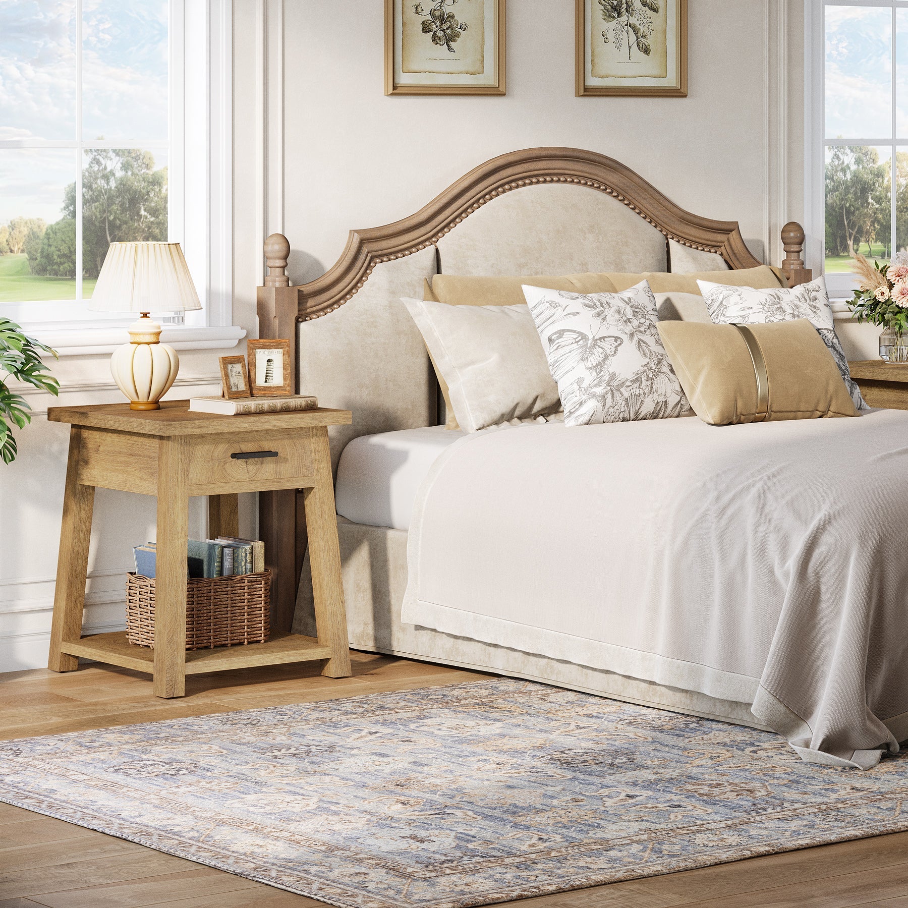 Tribesigns Table de Chevet avec Tiroir et Étagère, Table d’Appoint Style Campagne pour Chambre et Salon