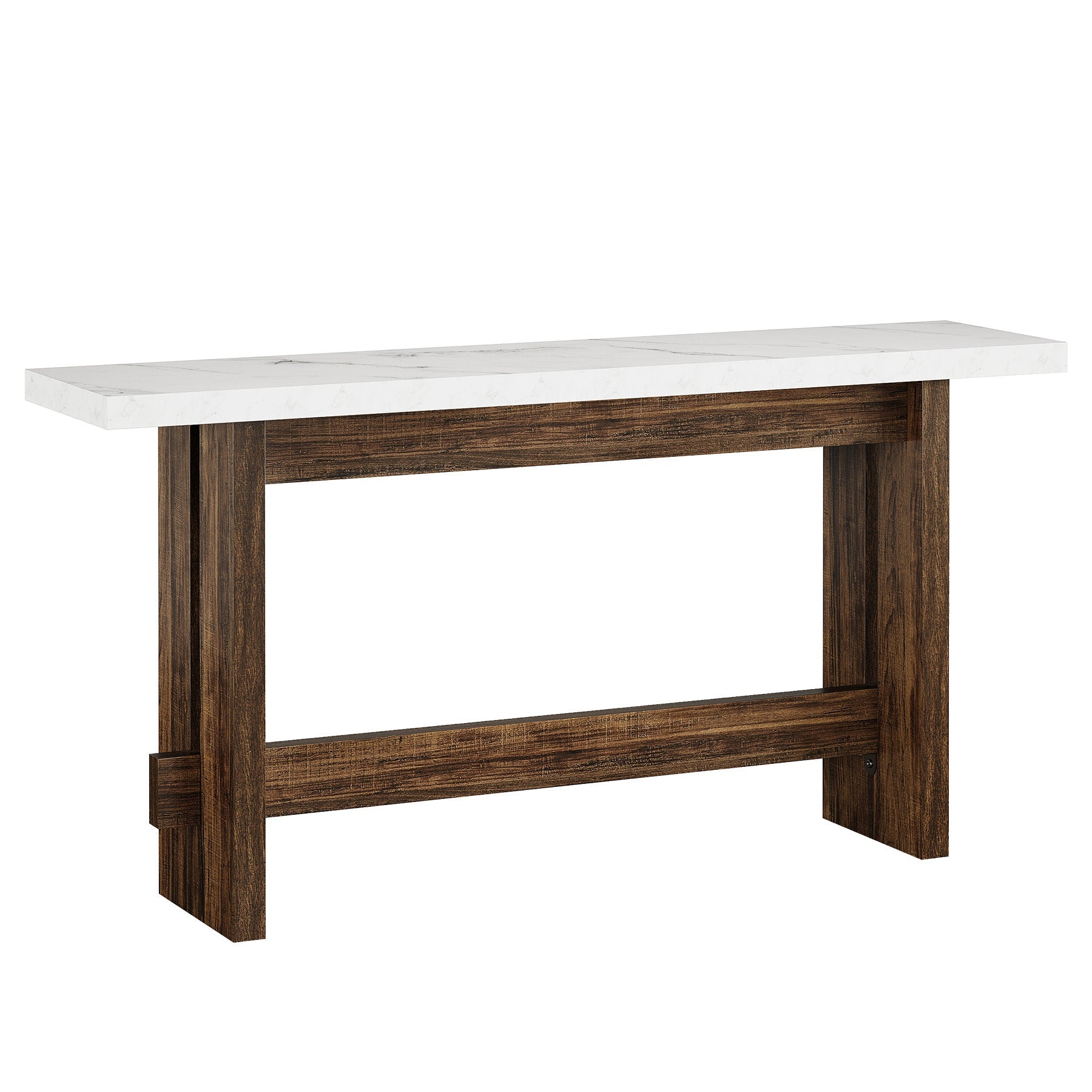 Tribesigns Console de 160 cm style ferme avec plateau effet marbre