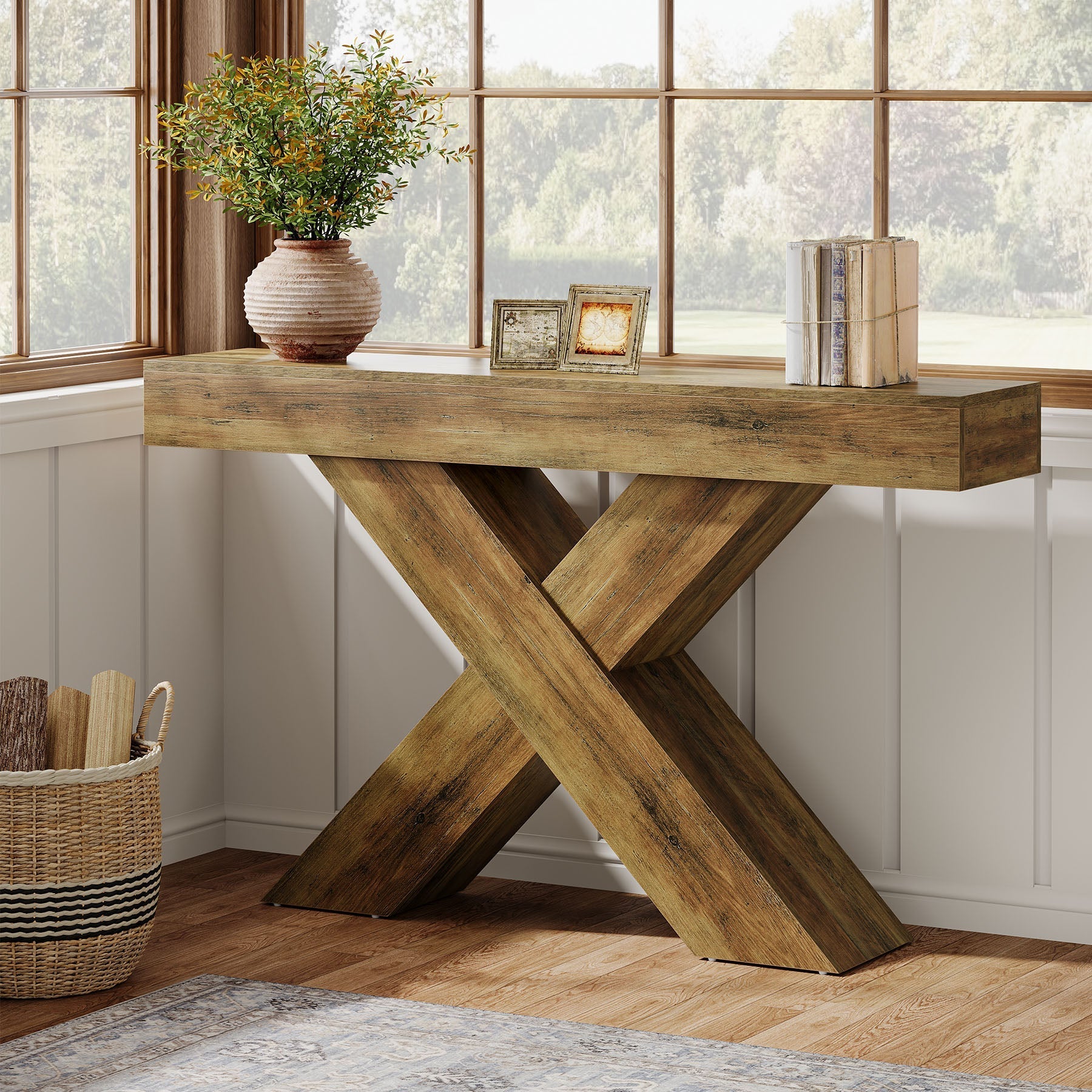 Tribesigns Console van 140 cm, Houten bijzettafel met uniek design