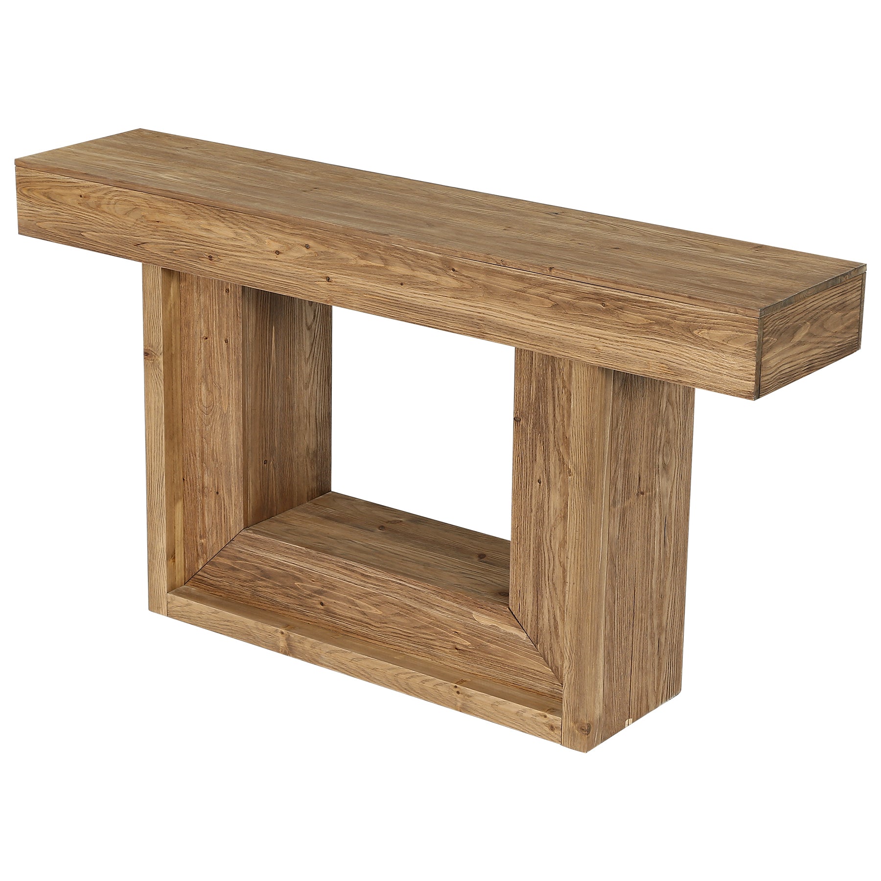 Tribesigns 160cm Massief houten smalle console tafel, landelijke stijl met U-vormige basis en plank
