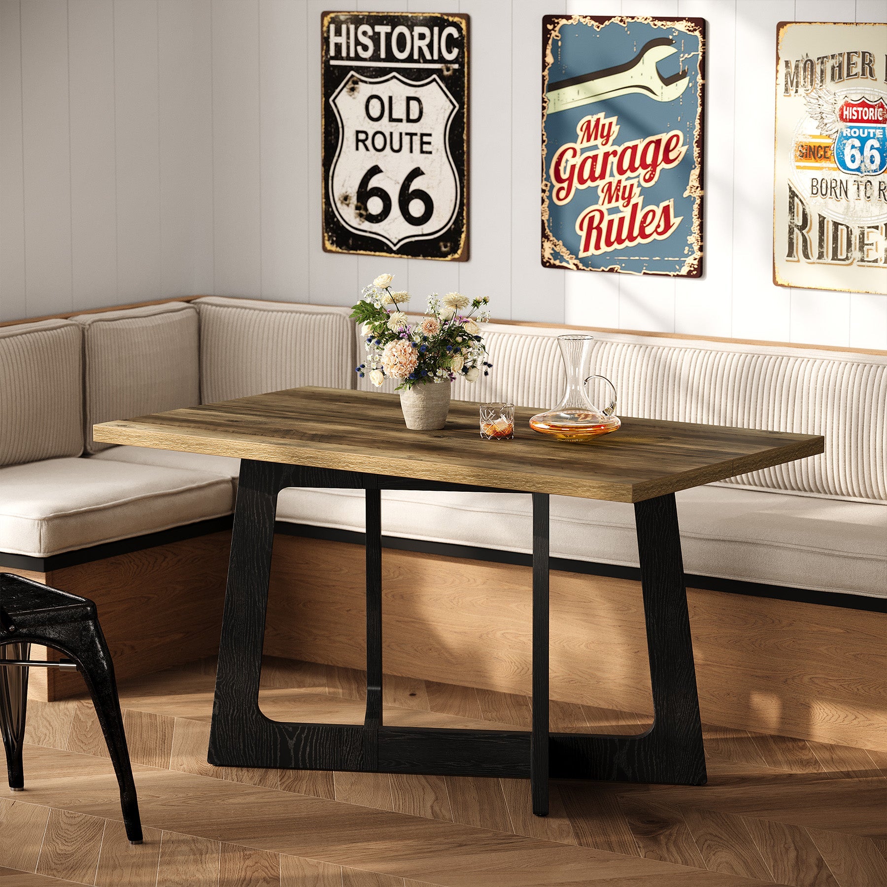 Tribesigns Table à Manger 120 x 79 cm pour 2 à 4 Personnes, Table de Cuisine Rustique avec Base Robuste pour Petits Espaces