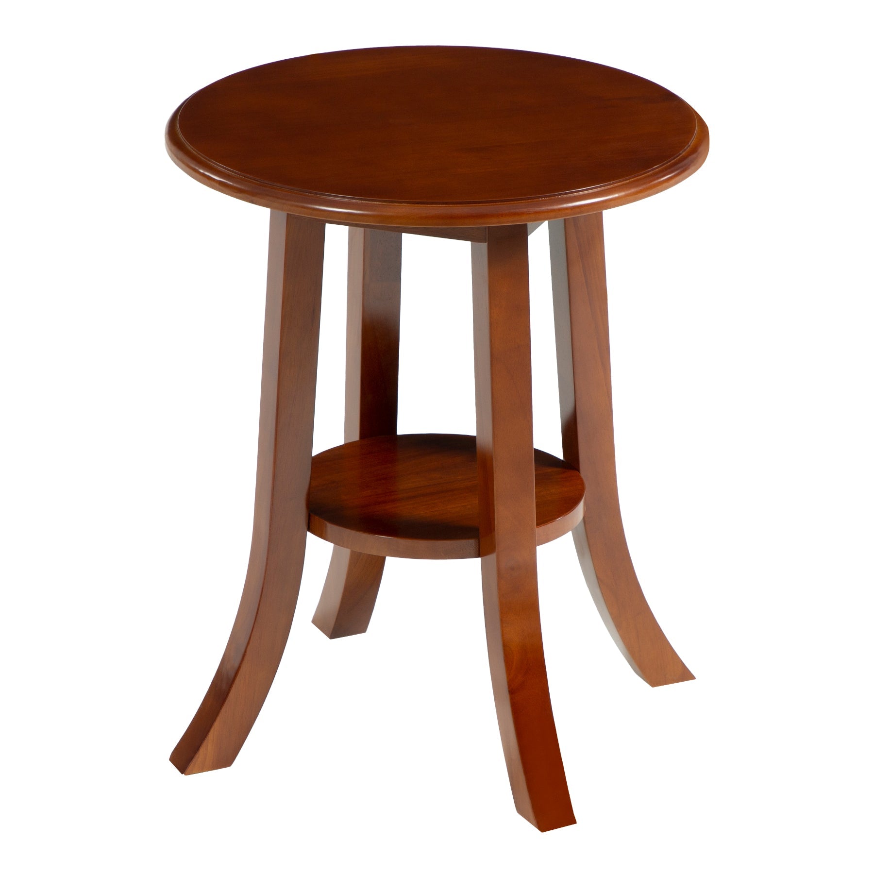 Tribesigns Table d’Appoint Ronde Vintage en Bois Massif à 2 Niveaux, Pieds Courbés, Ø 50 x H 60 cm