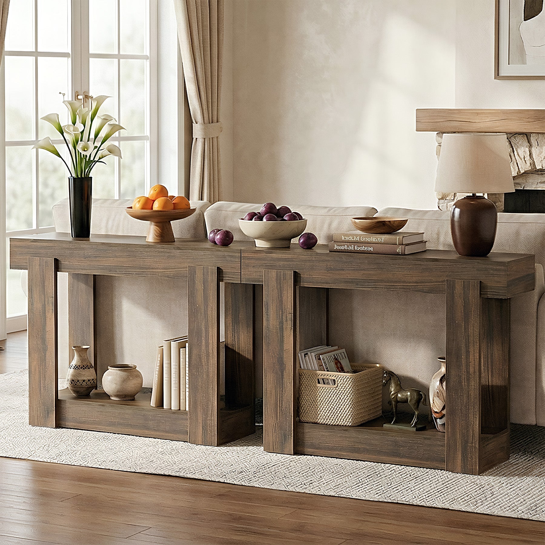 Tribesigns Console de 105 cm avec Étagère, Table d’Entrée Étroite Style Campagne