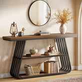 Tribesigns Console van 140 cm, 3-laags salontafel met ijzeren frame voor de woonkamer 3