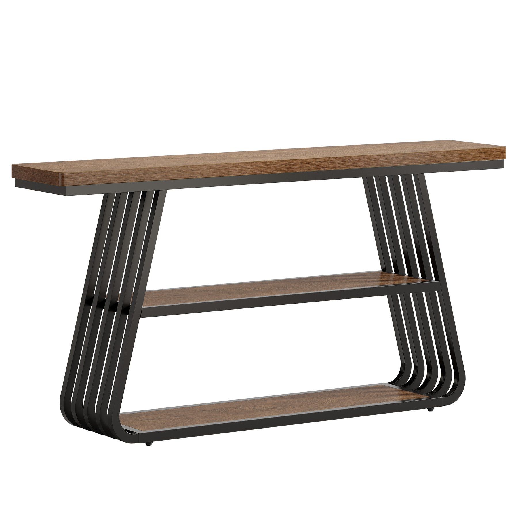 Tribesigns Console de 140 cm, Table basse à 3 niveaux avec structure en fer pour le salon