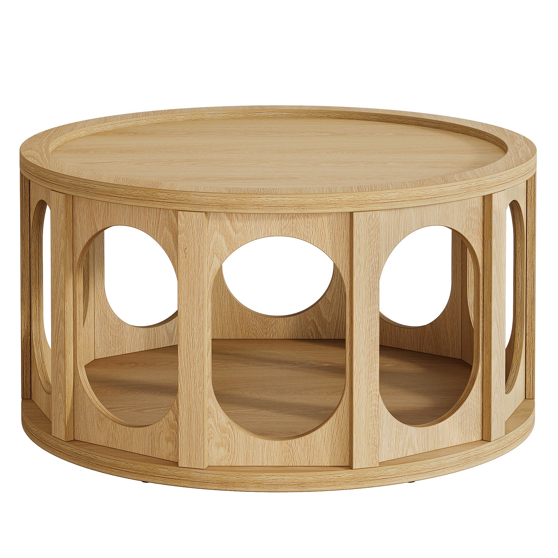 Tribesigns Table Basse Ronde 80 cm pour Chat à 2 Niveaux avec Niche