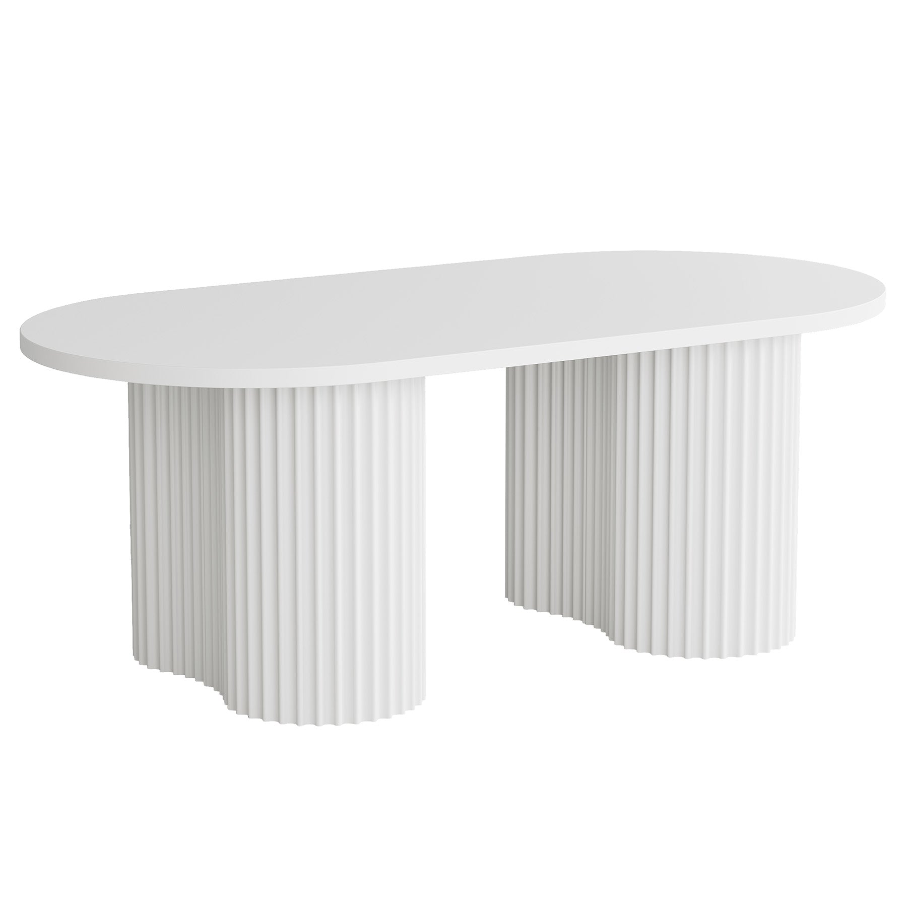 Tribesigns Table Basse Ovale de 120 cm, Table de Salon Moderne avec Surface Rainurée Minimaliste