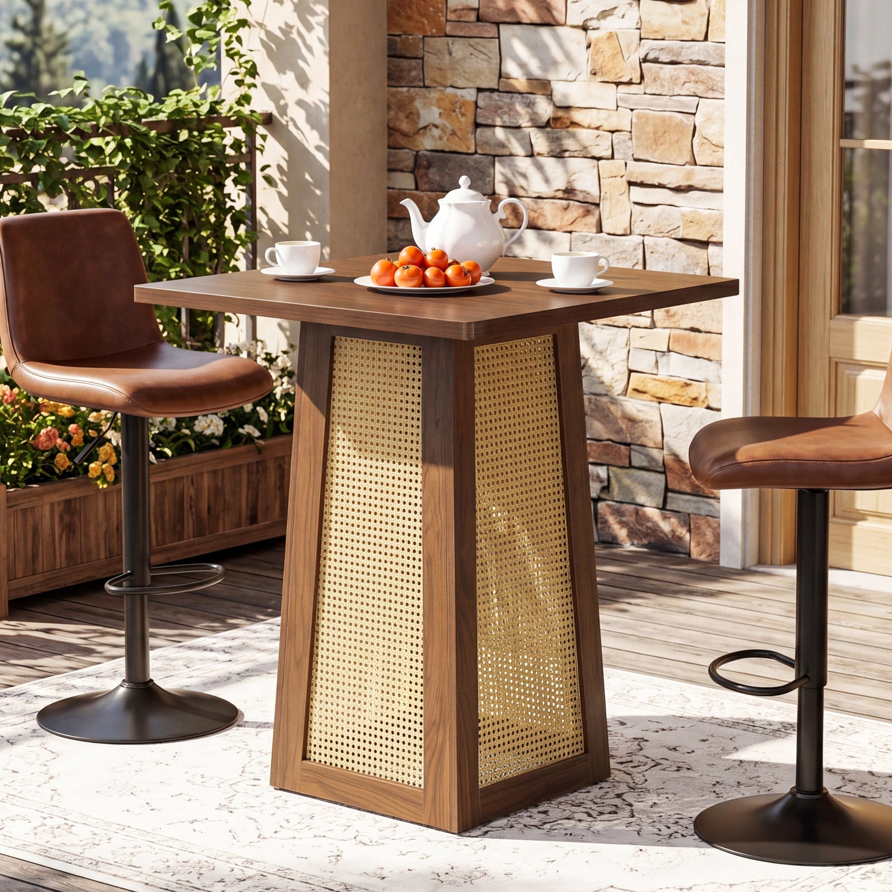 Tribesigns Table de Bistrot Carrée 80 x 80 cm, Table à Manger avec Pied Central, Idéale pour Bar à Domicile