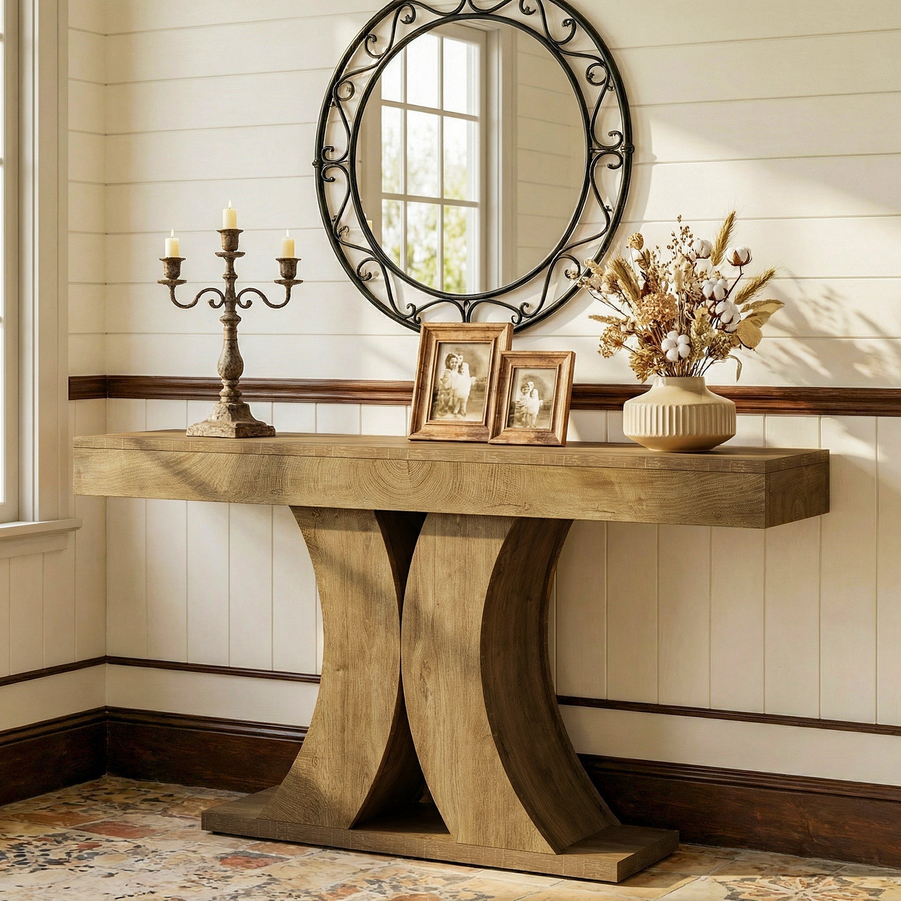 Tribesigns Console 150 cm, Table d'entrée étroite en bois pour salon