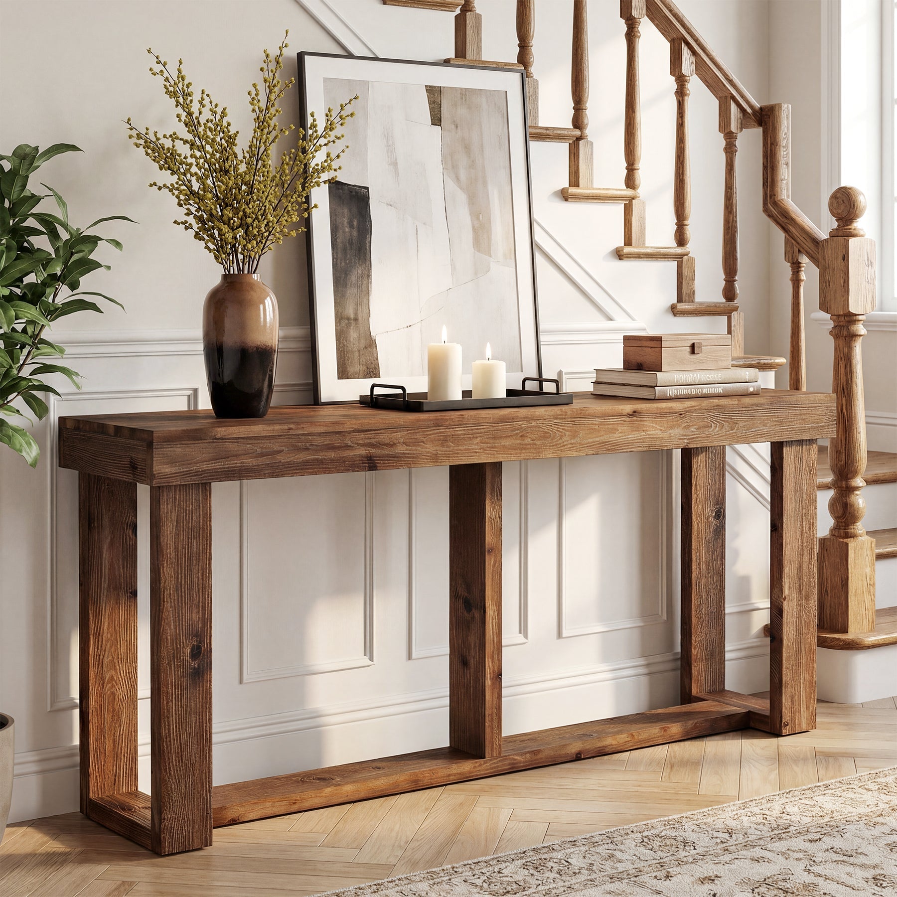 Tribesigns Console Étroite de 160 cm, Table de Salon Style Rustique pour Salon et Entrée