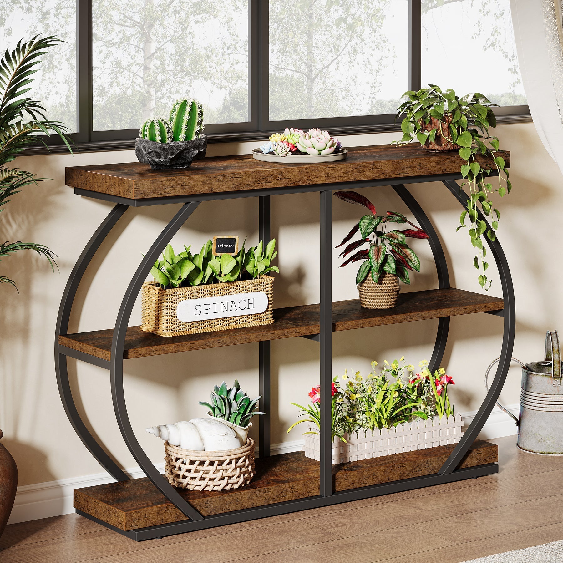 Tribesigns Consoletafel van 105 cm, 3-laags haltafel met boogframe