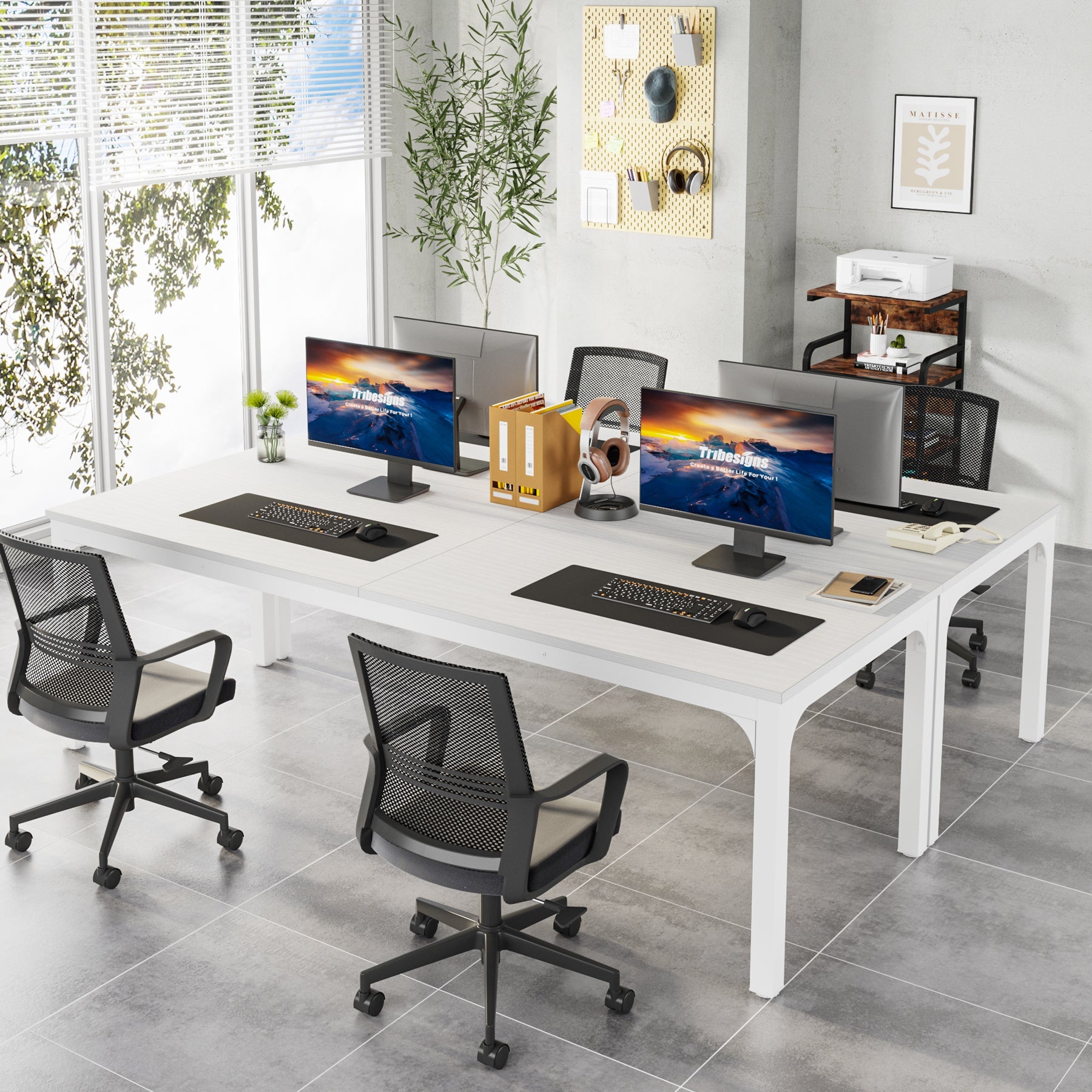 Tribesigns Bureau d'ordinateur, Bureau informatique Table longue pour deux