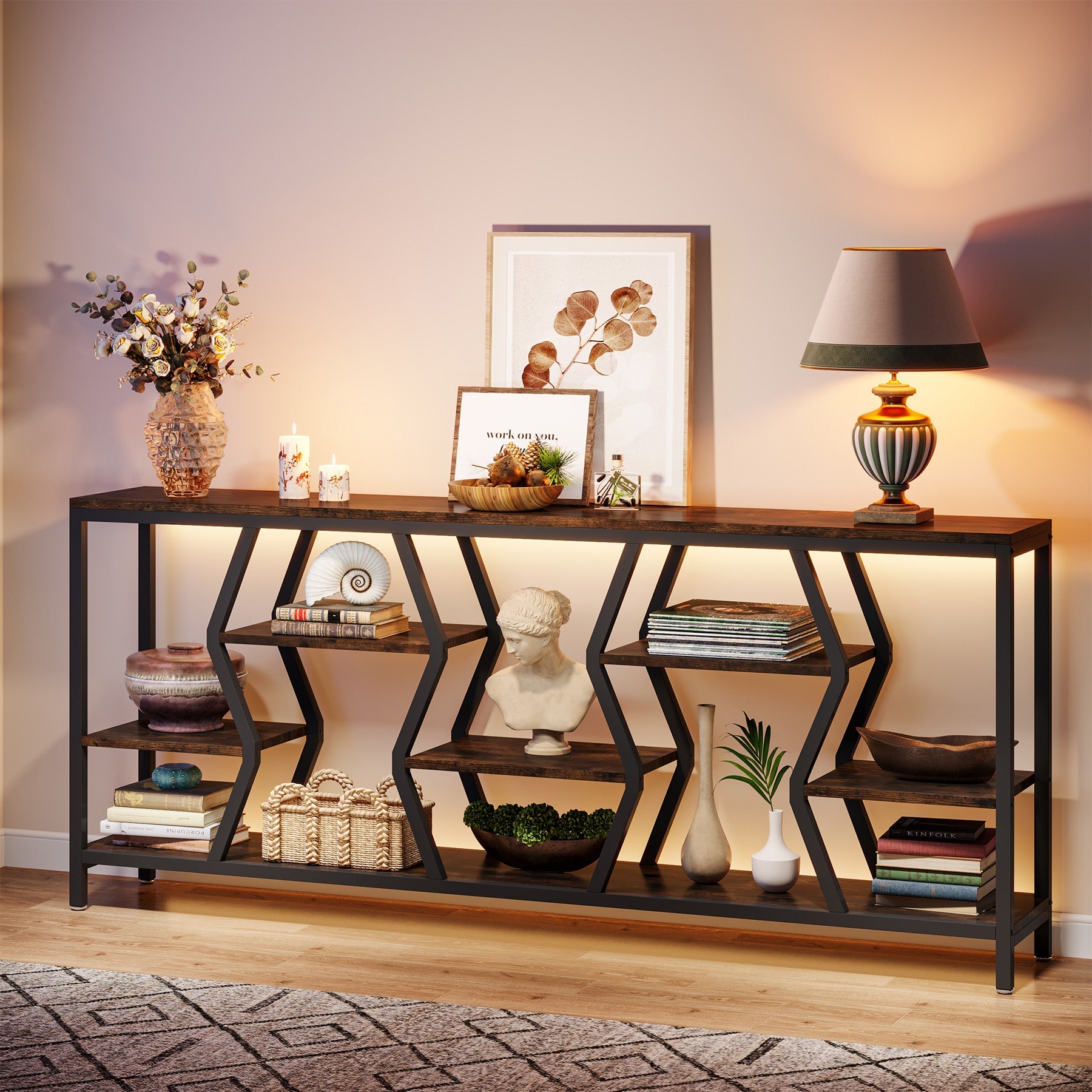 Tribesigns Console de 180 cm, Table de Canapé à 4 Niveaux pour Salon