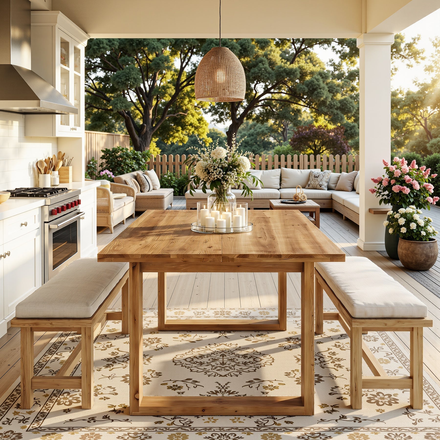 Table de salle à manger en bois massif de 160 cm pour 4 à 6 personnes, Table de cuisine rectangulaire de style champêtre