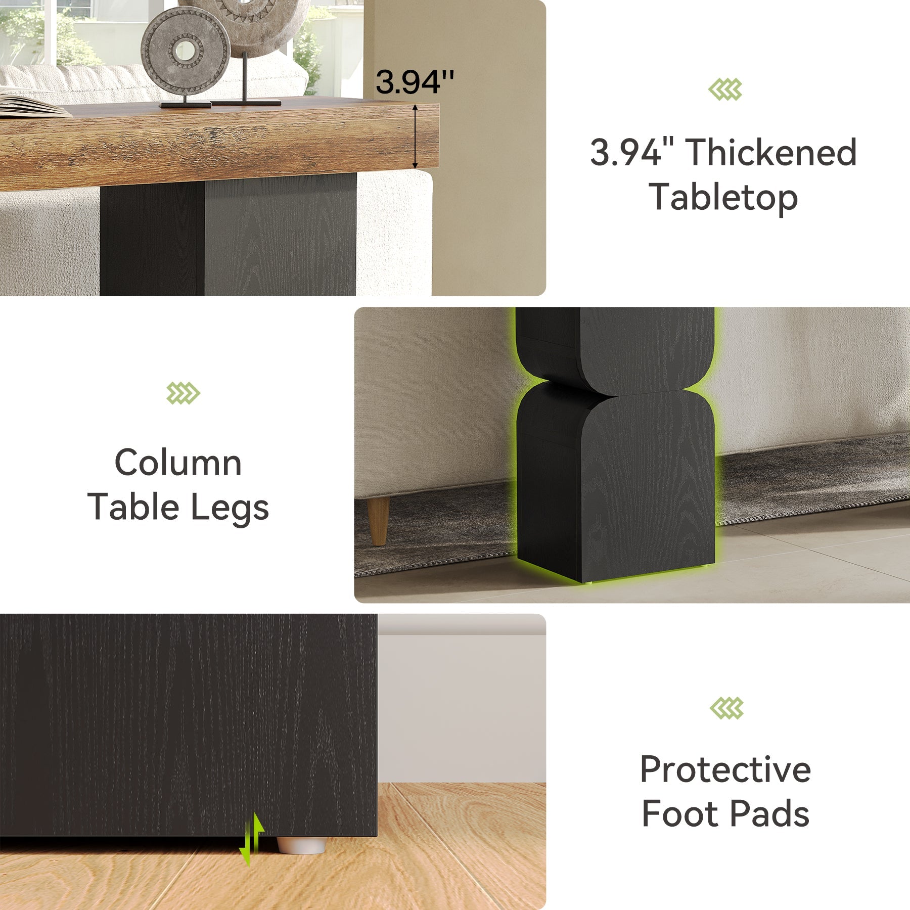 Tribesigns Console de 160 cm à design bicolore, table derrière canapé
