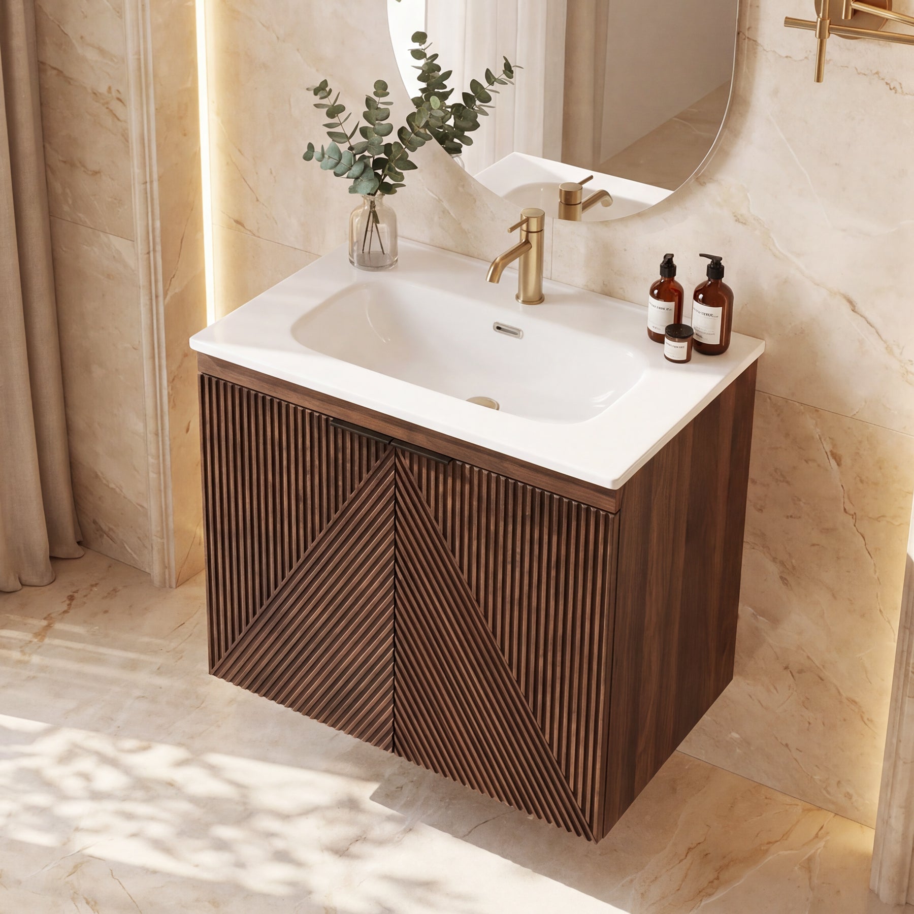 Tribesigns Meuble de Salle de Bain Suspendu 60 cm avec Vasque en Céramique