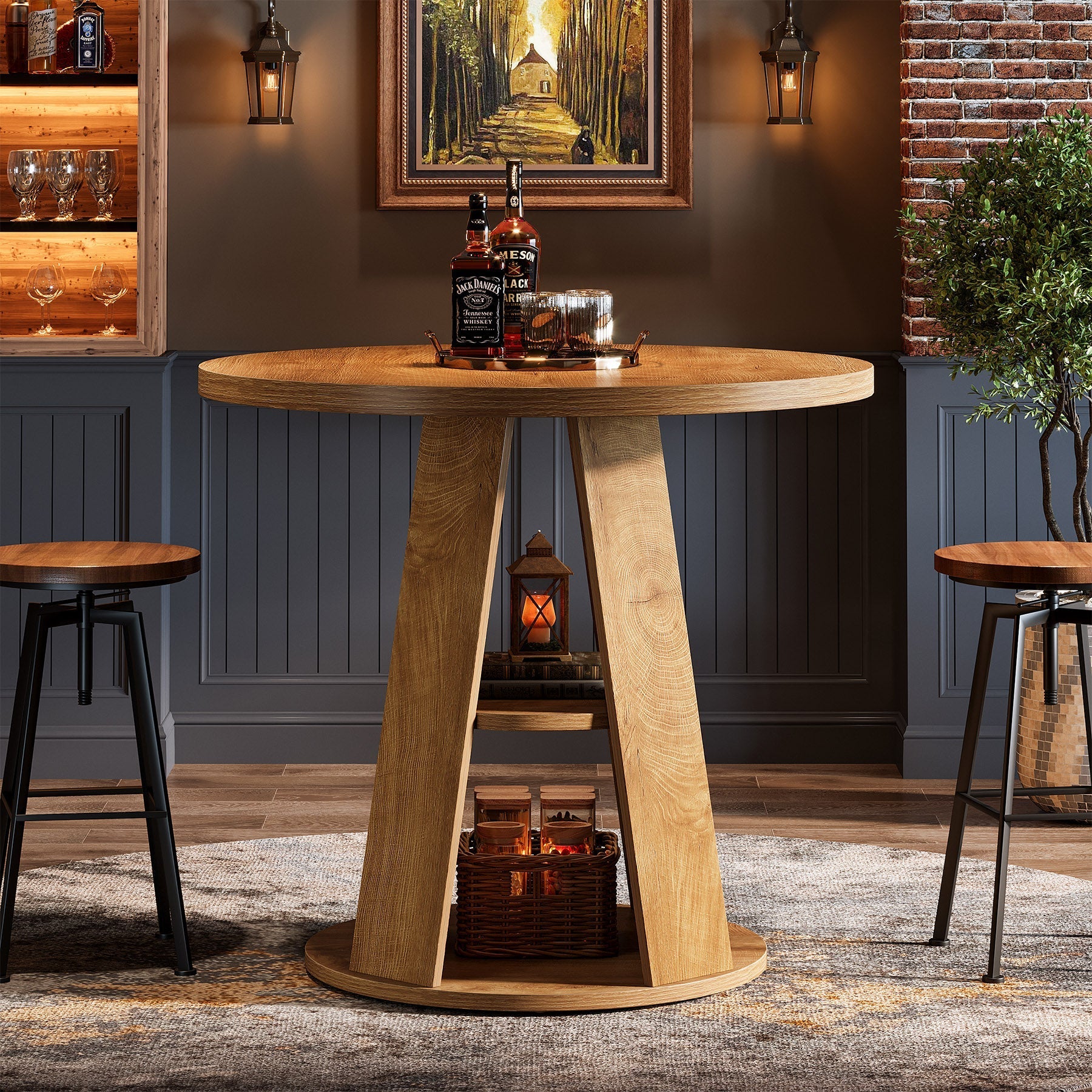 Tribesigns Ronde Eettafel 80 cm voor 2-4 Personen, Kleine Keukentafel