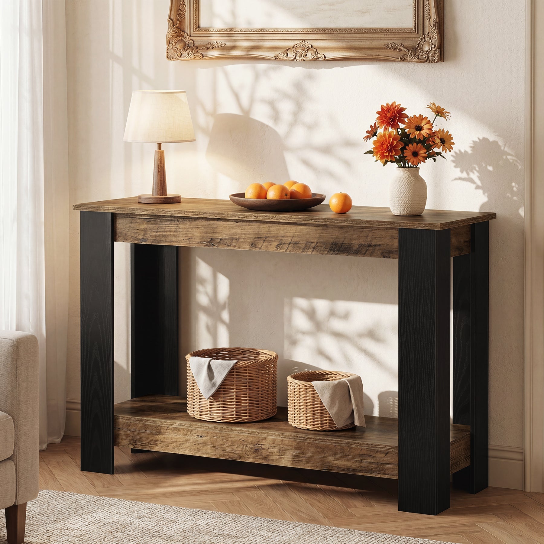 Tribesigns Console Étroite de 105 cm à 2 Niveaux, Idéale comme Table d’Entrée pour Salon