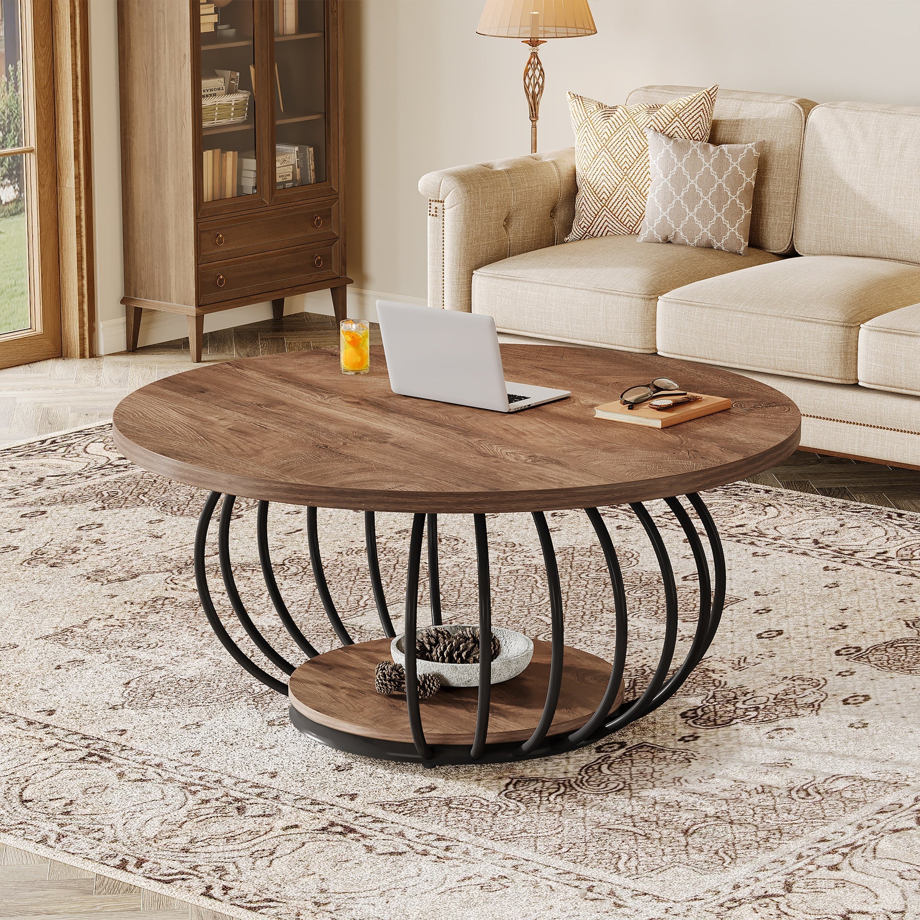 Tribesigns Table basse 100 cm, Table de cocktail centrale à 2 niveaux
