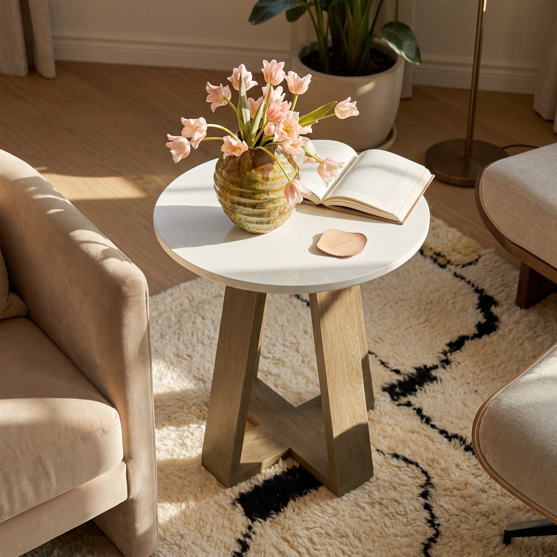 Tribesigns Table d’appoint ronde de 50 cm, table d’appoint moderne pour salon
