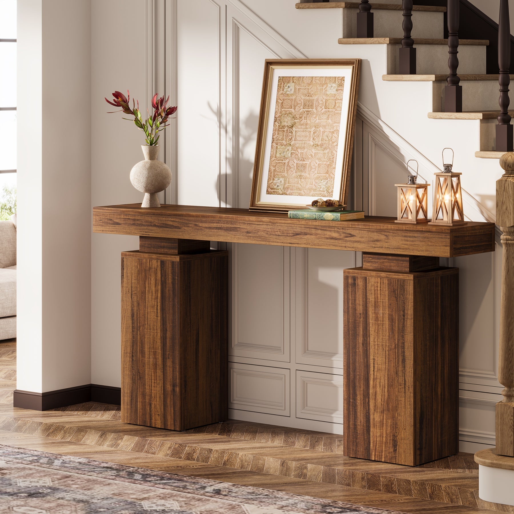 Tribesigns Console van 160 cm, Landelijke Houten Haltafel voor Woonkamer en Gang