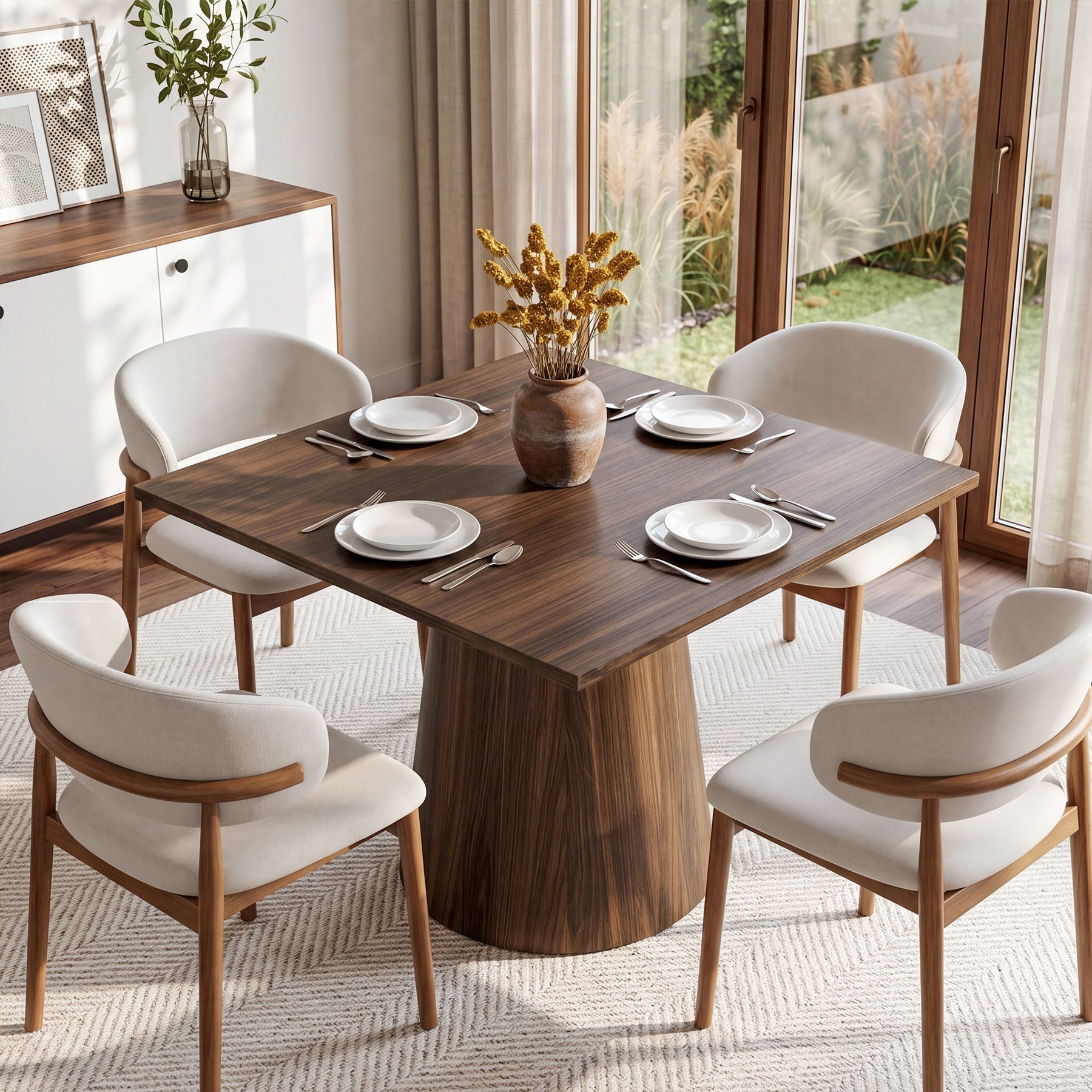 Tribesigns Table de cuisine carrée 80 x 80 cm avec pied central, Table à manger compacte pour petits espaces