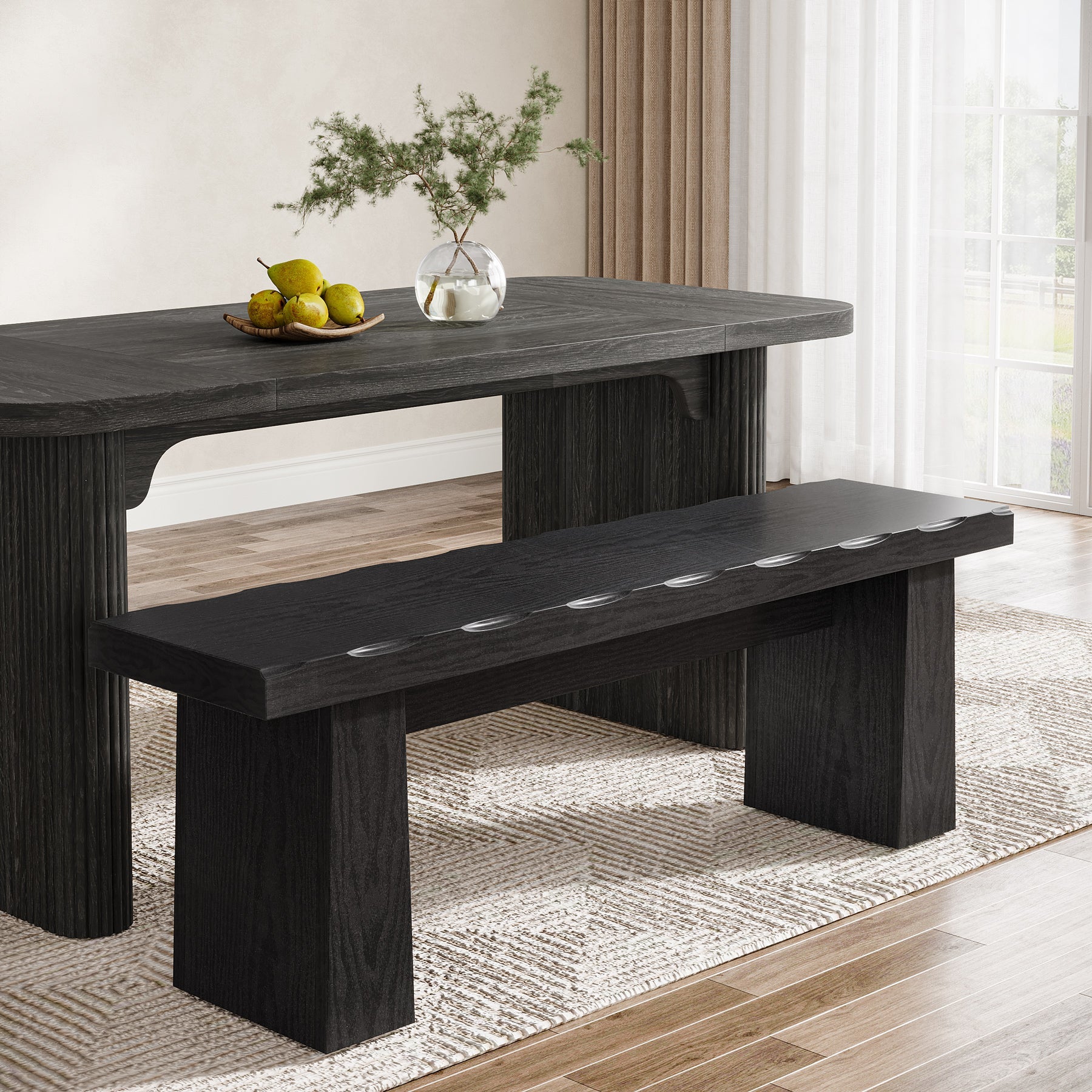 Tribesigns Banc de 120 cm, Banc Moderne en Bois, Banc de Salle à Manger Polyvalent au Design Minimaliste