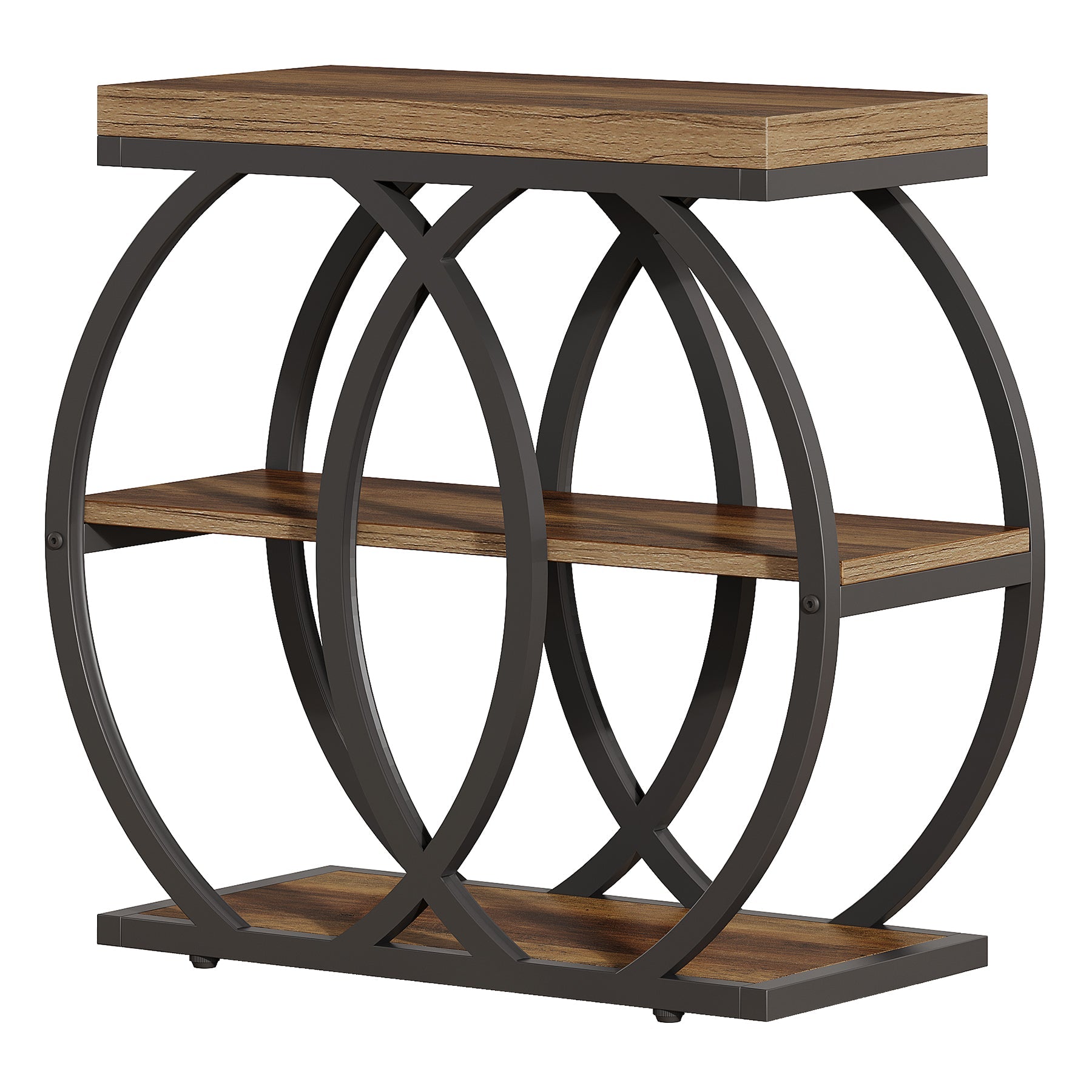 Tribesigns Table d’Appoint en Bois 60 cm, Table Étroite Rustique à 3 Niveaux
