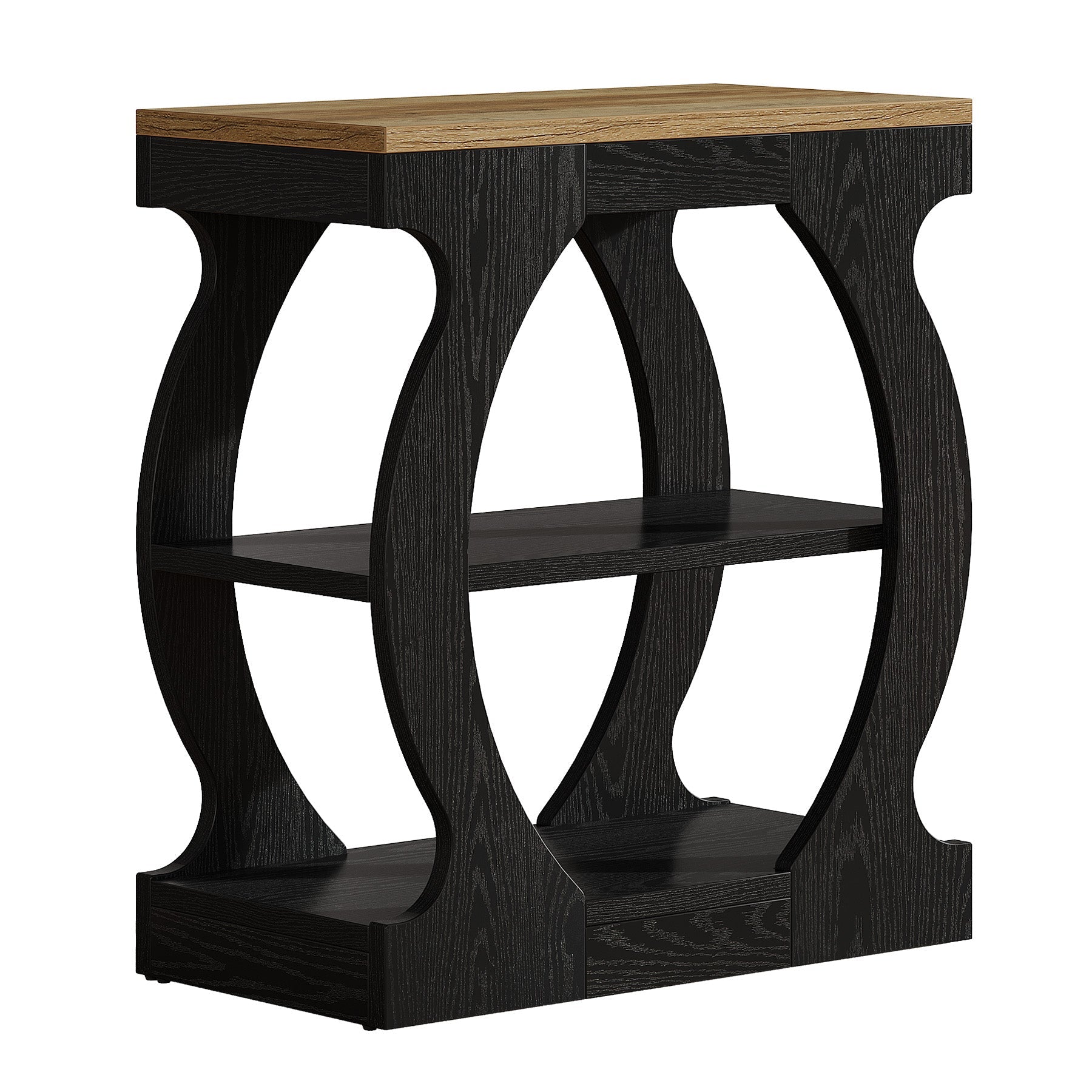 Tribesigns Table d’Appoint Étroite à 3 Niveaux, Table de Chevet avec Structure Latérale Courbée