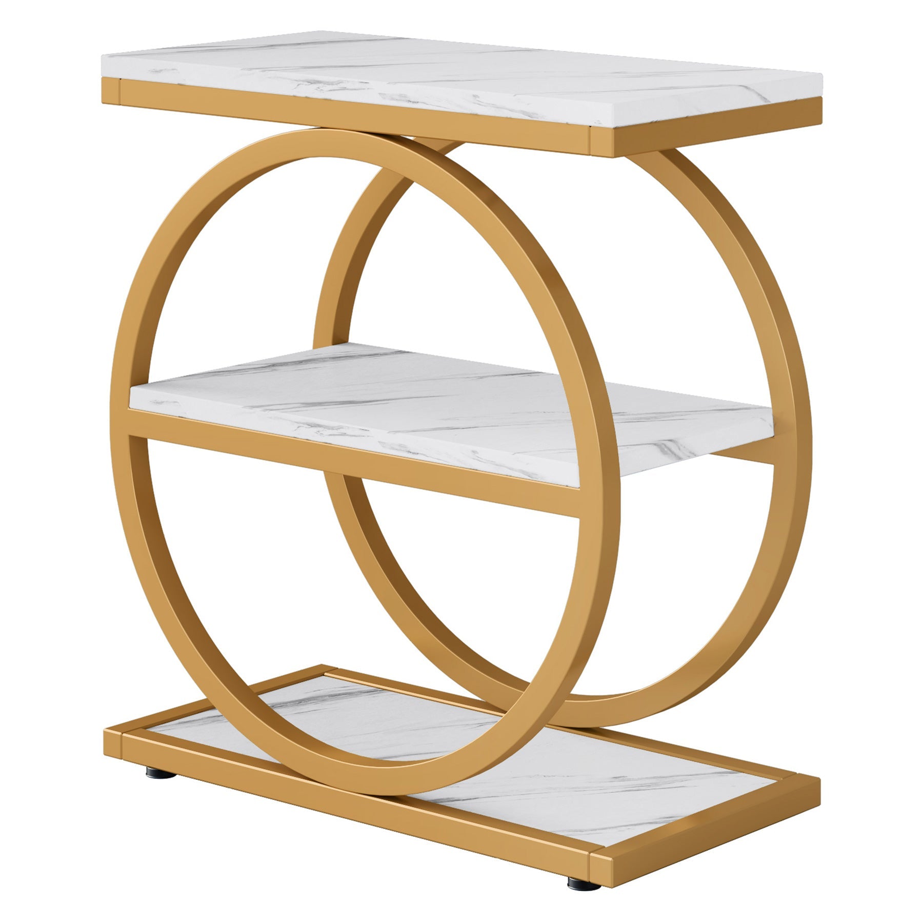Tribesigns 3-laags Bijzettafel, Salontafel met Zwart Metalen Frame