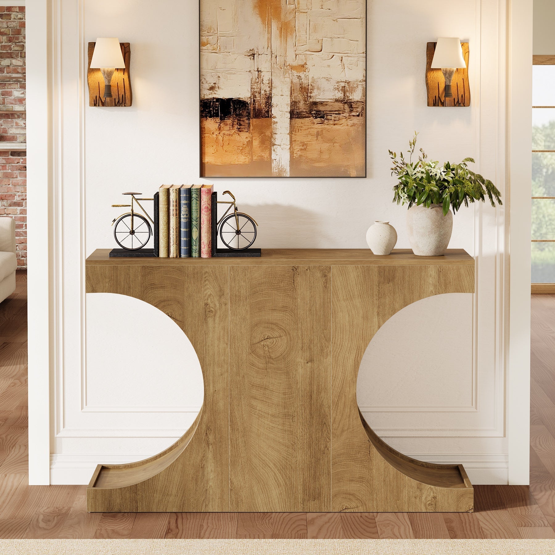 Tribesigns Console étroite de 105 cm de style campagnard, Table d'entrée avec piètement en C