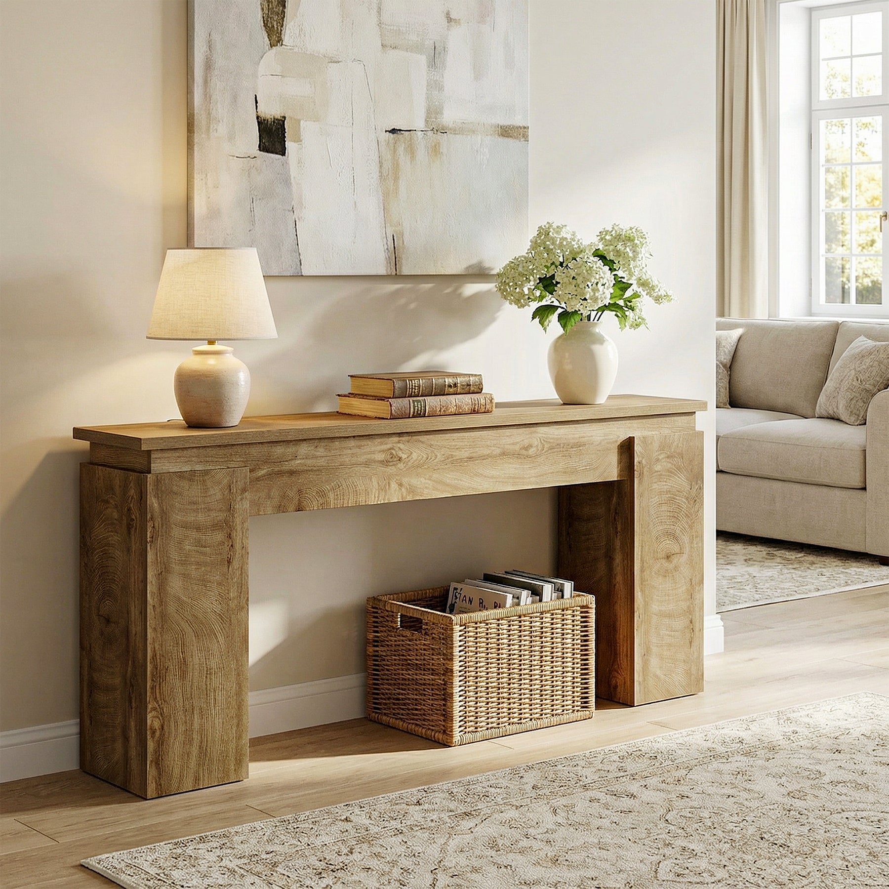 Tribesigns Smalle Console (160 cm), Haltafel of Banktafel in Boerenstijl met Opbergrek