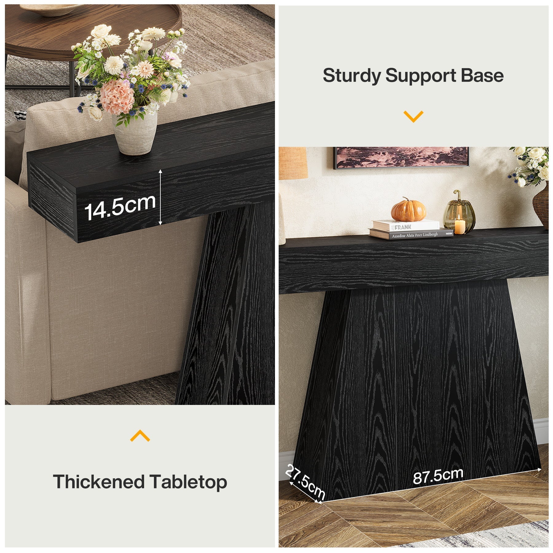 Tribesigns Console de 160 cm, Table d'entrée étroite de style campagnard avec piètement trapézoïdal