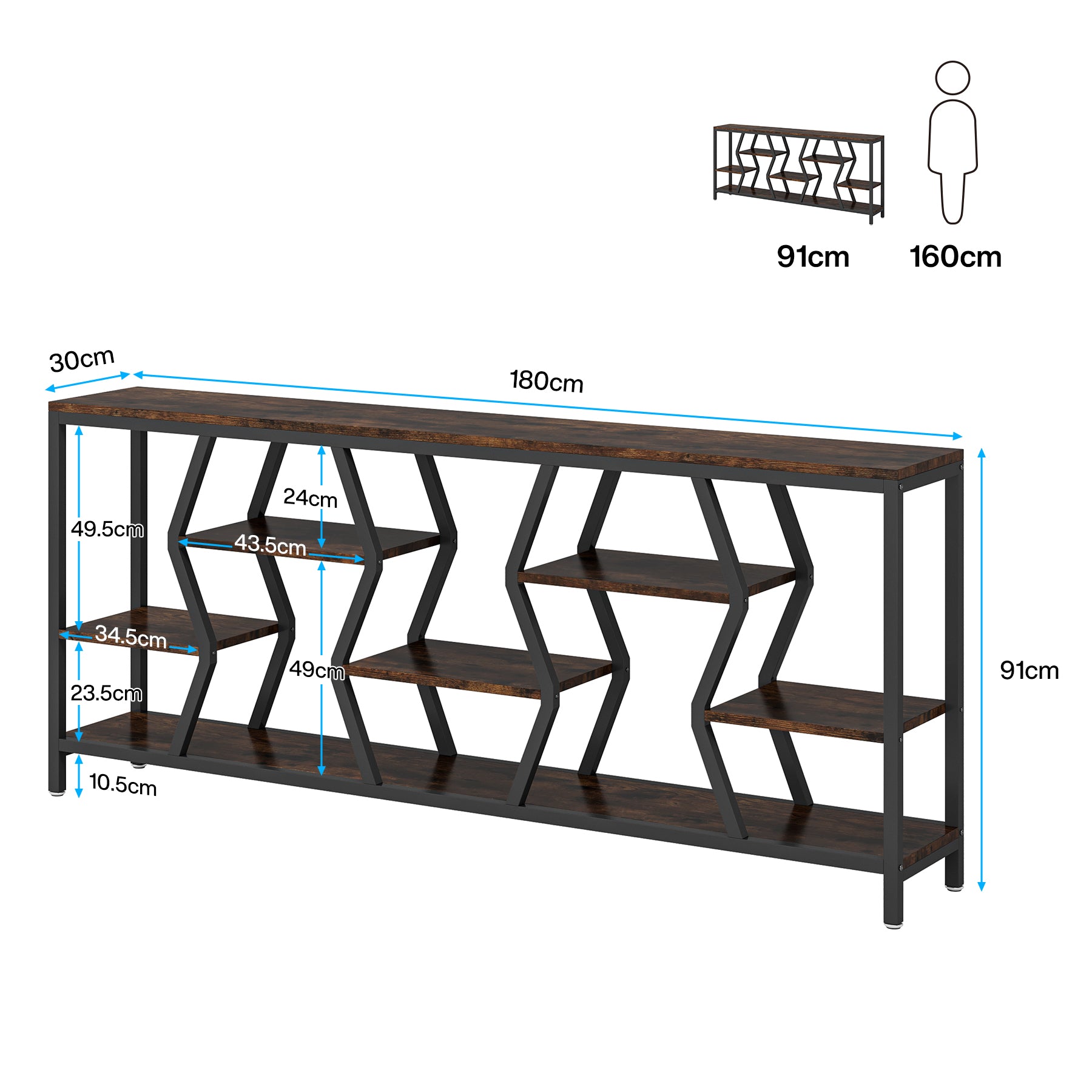 Tribesigns Console de 180 cm, Table de Canapé à 4 Niveaux pour Salon
