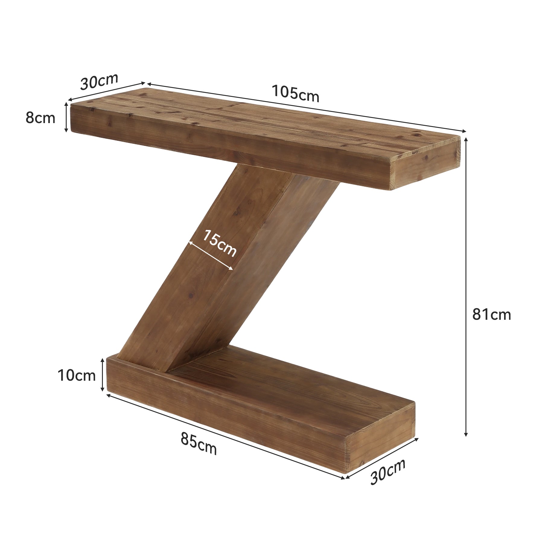 Tribesigns Console 105 cm, Table d'entrée en bois massif avec forme en Z